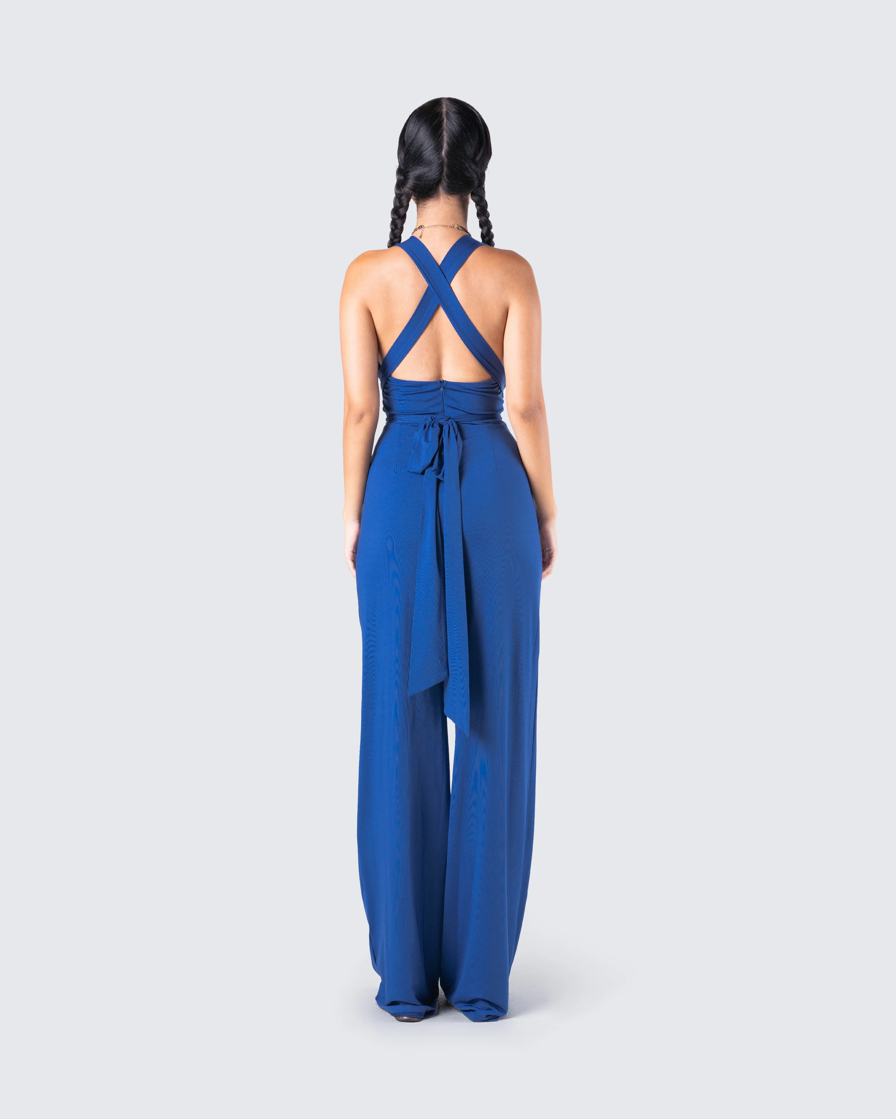 Valentina Blue Halter Jumpsuit - Image 6