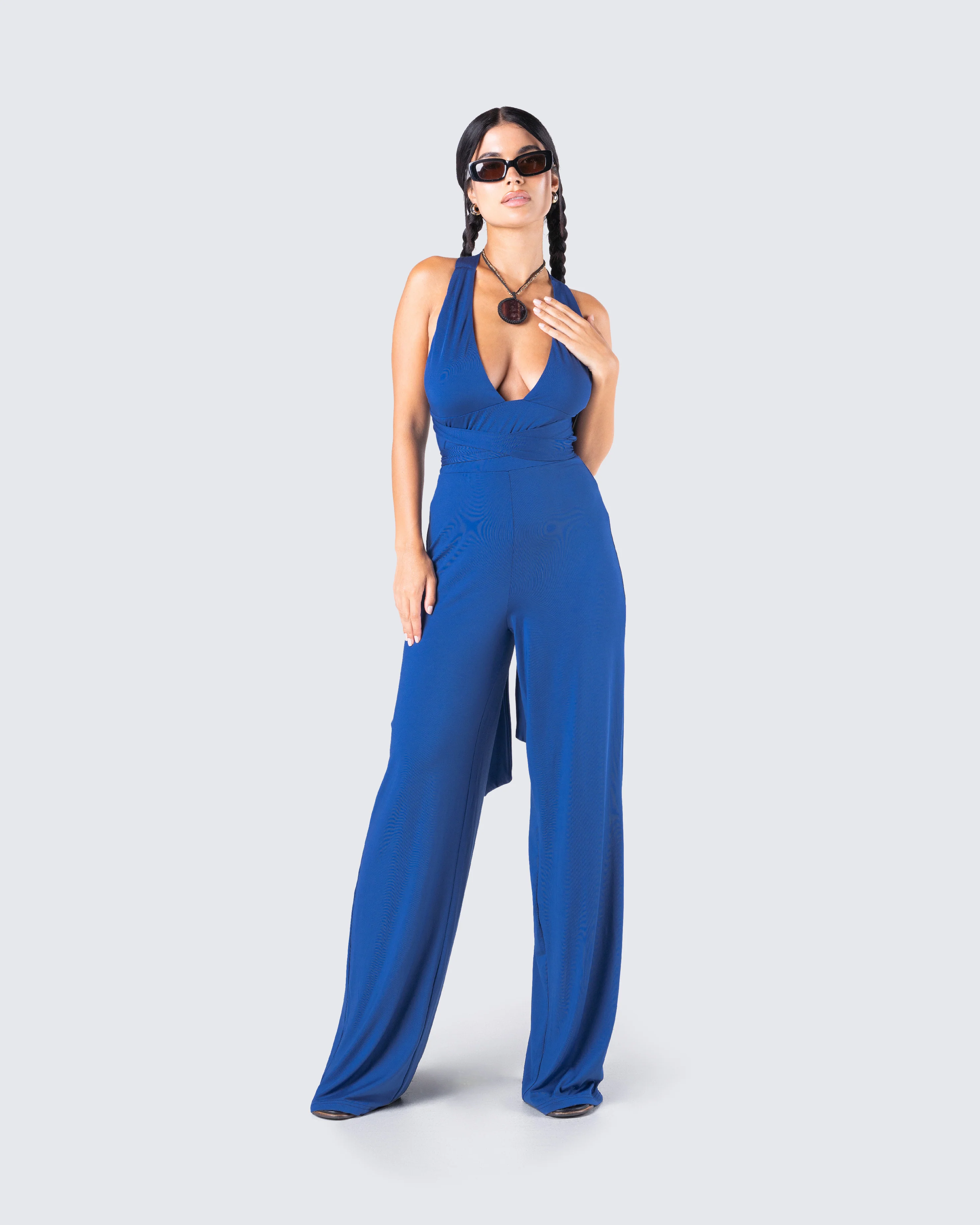 Valentina Blue Halter Jumpsuit - Image 7