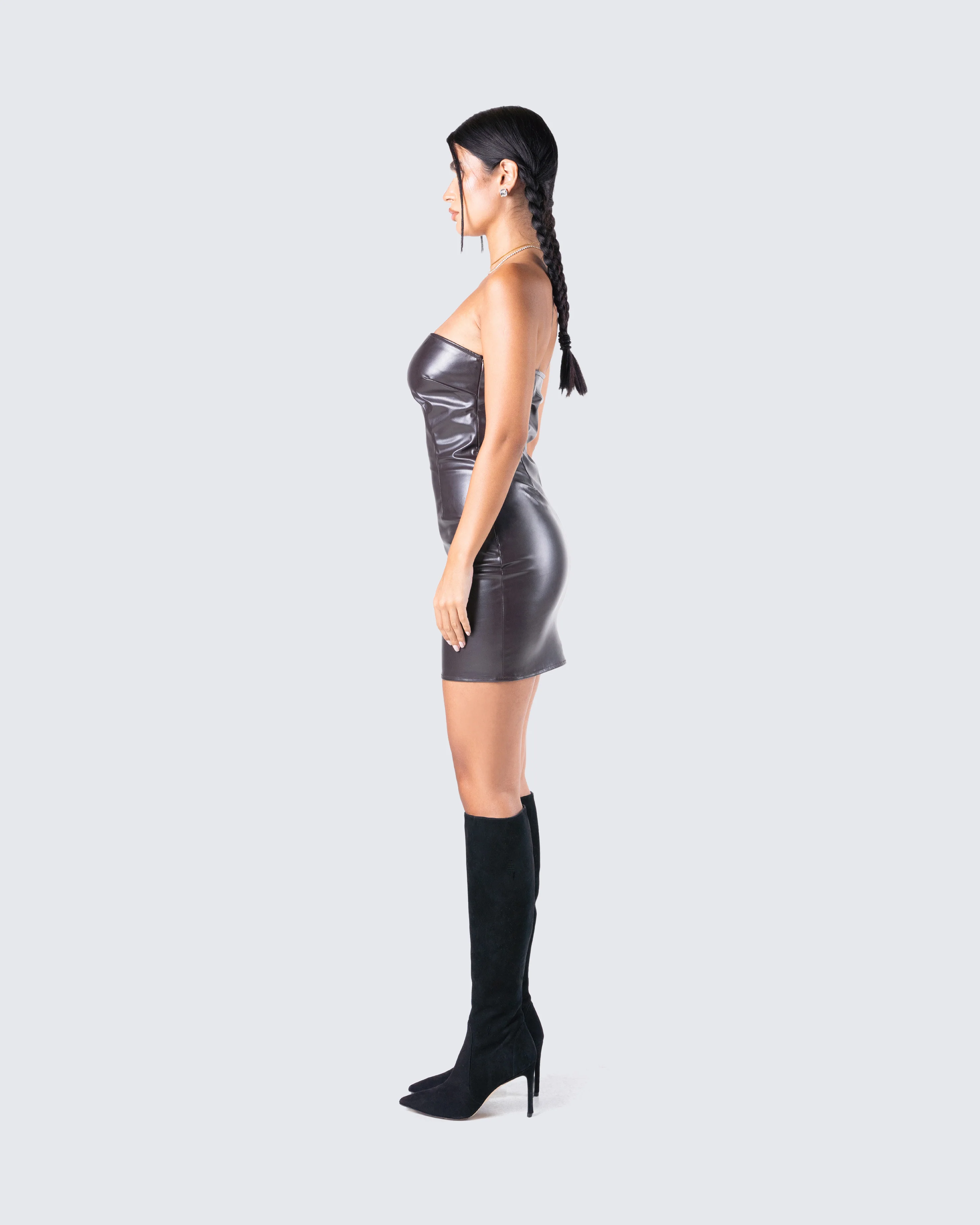 Valerie Brown Vegan Leather Dress - Image 6