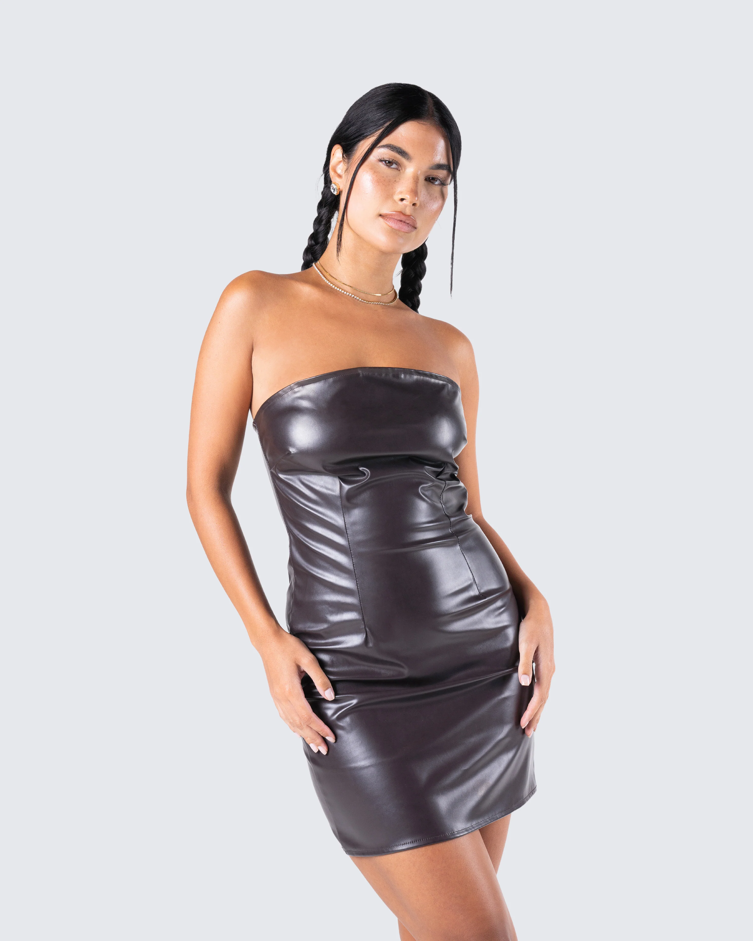 Valerie Brown Vegan Leather Dress - Image 9