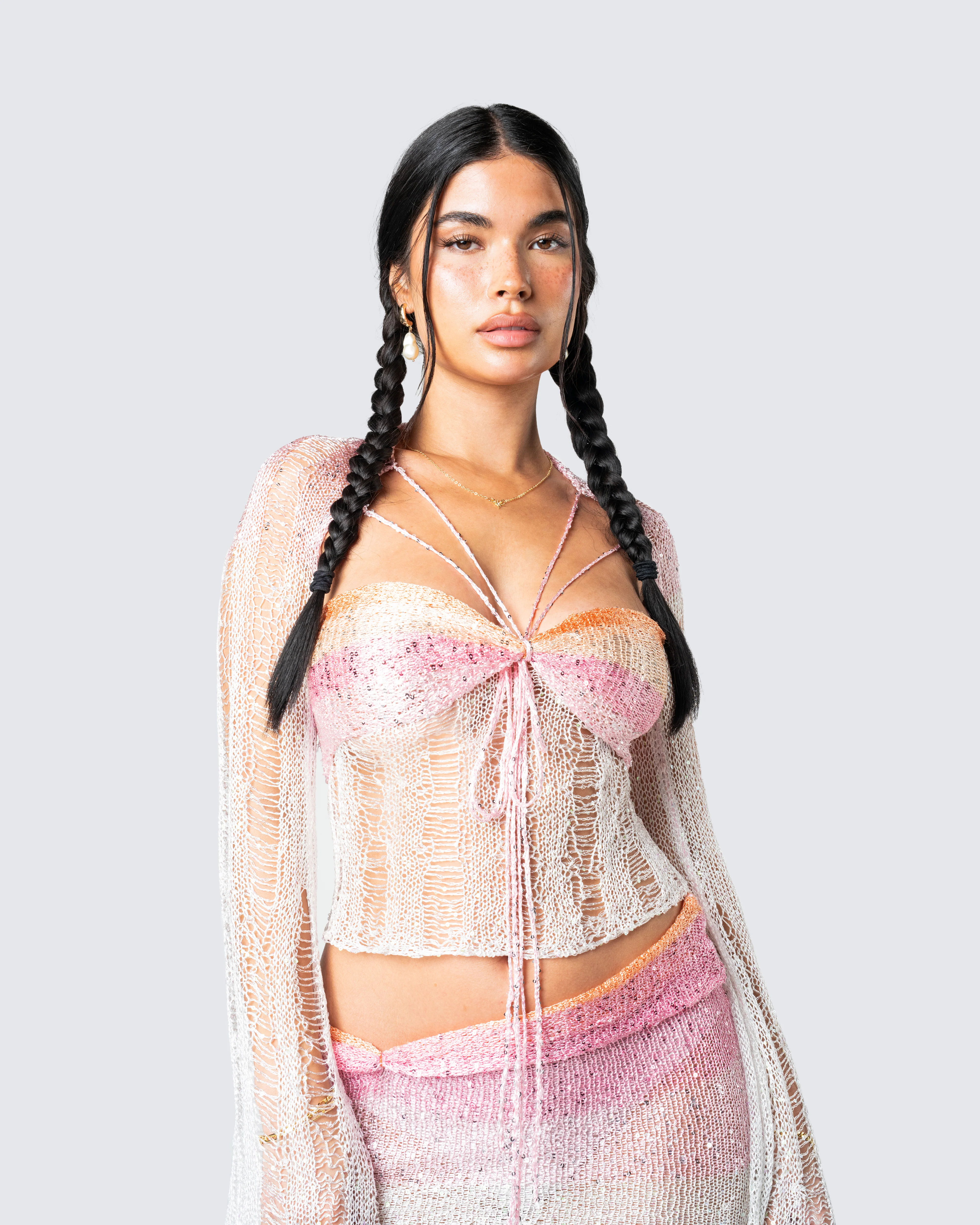 Vanessa Pink Sequin Knit Top - Image 7