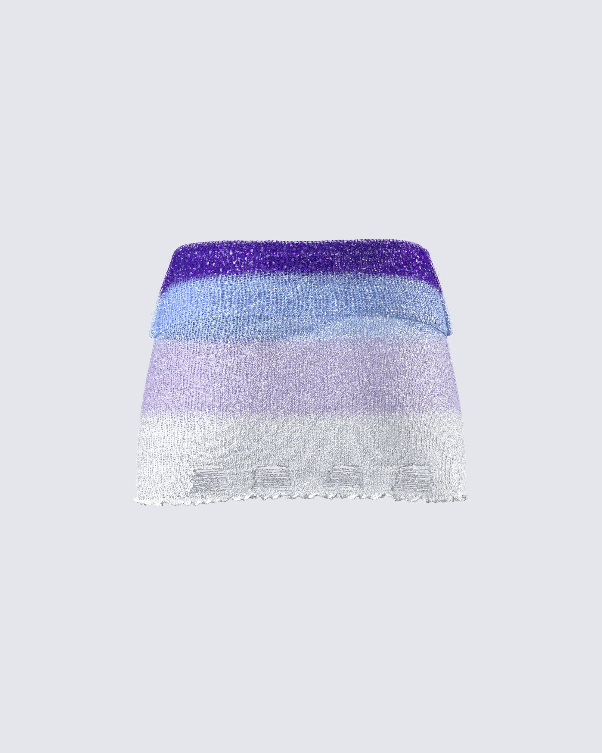 Vanessa Purple Sequin Knit Skirt - Image 3