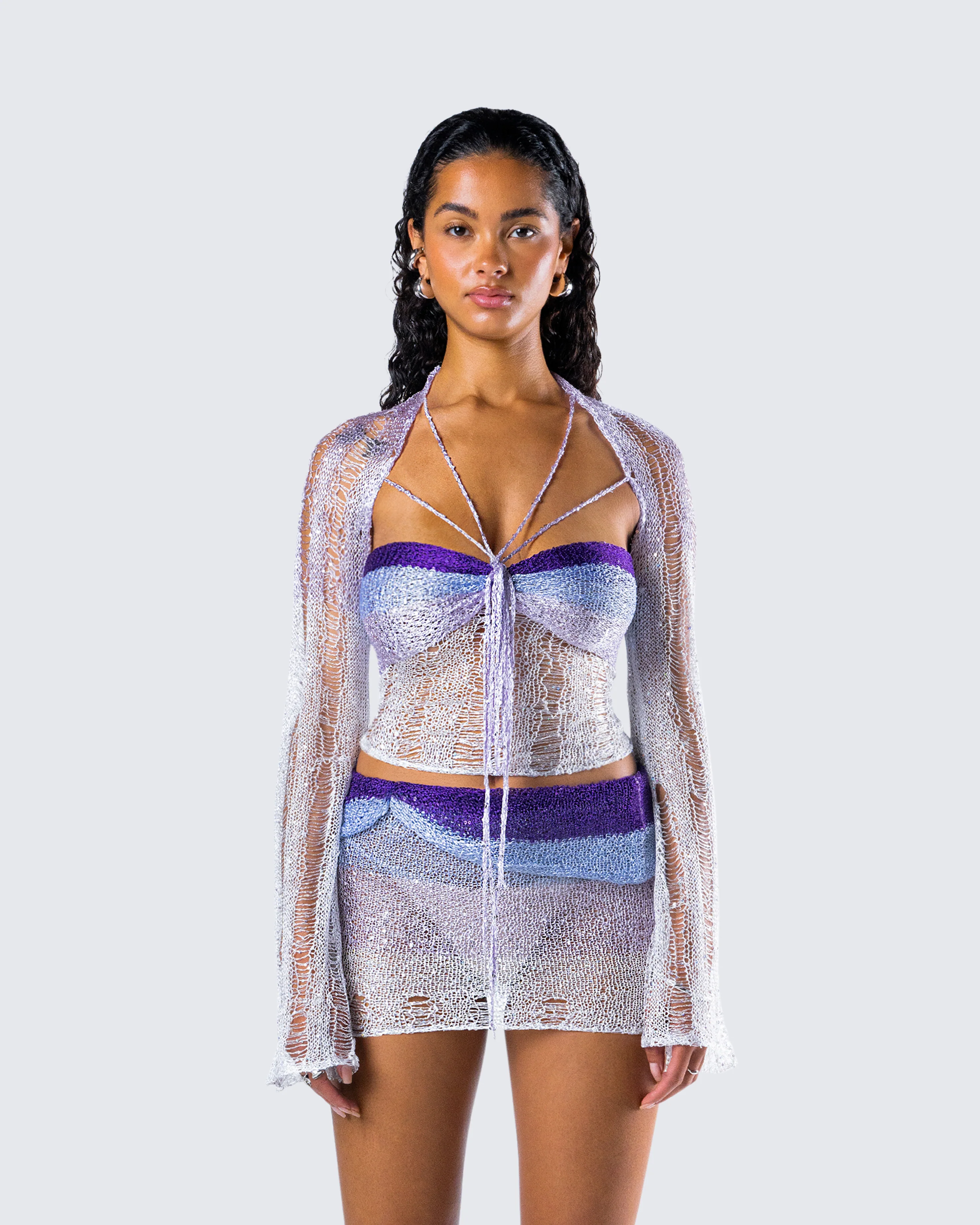 Vanessa Purple Sequin Knit Top - Image 4