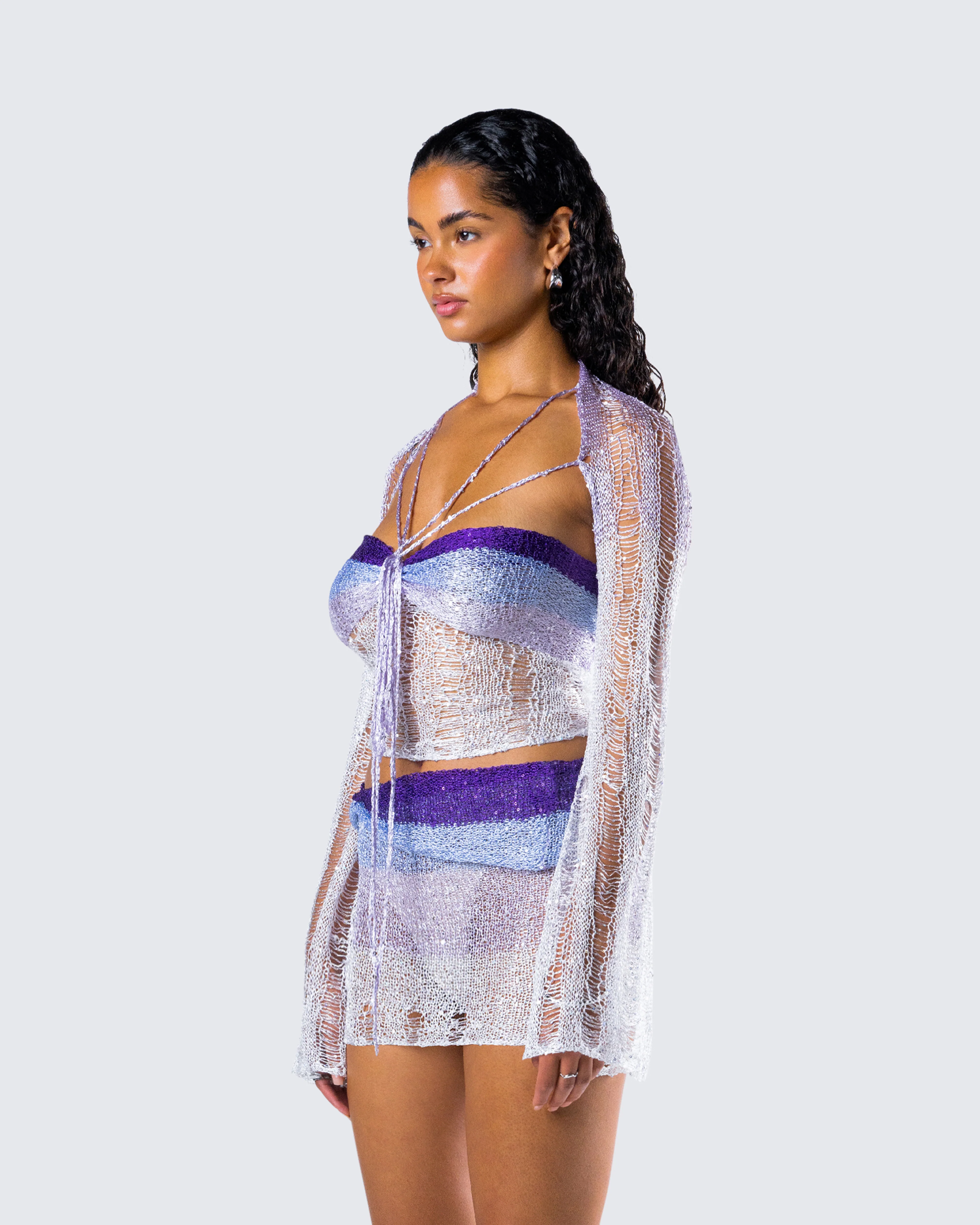 Vanessa Purple Sequin Knit Top - Image 5