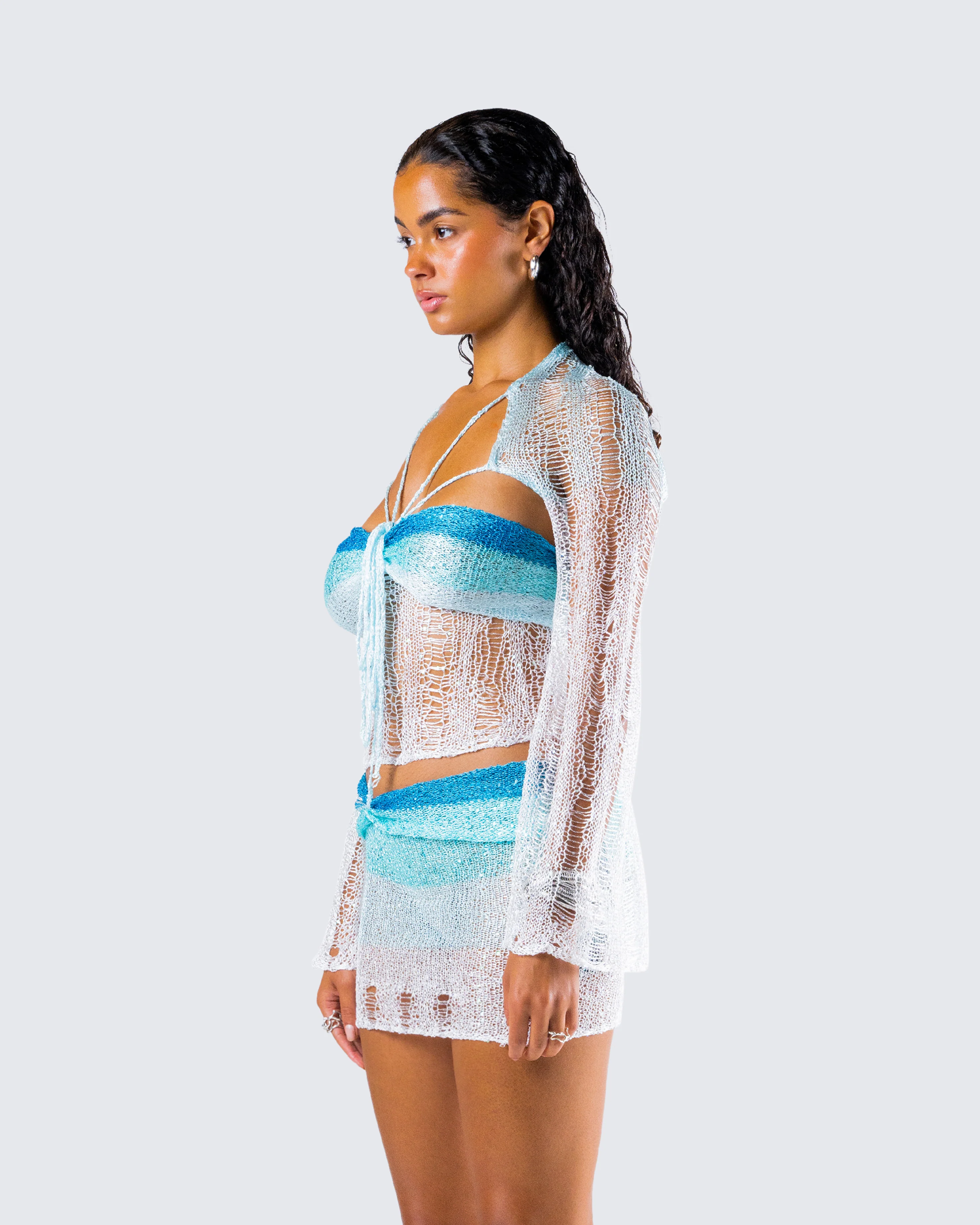 Vanessa Turquoise Sequin Knit Top - Image 5