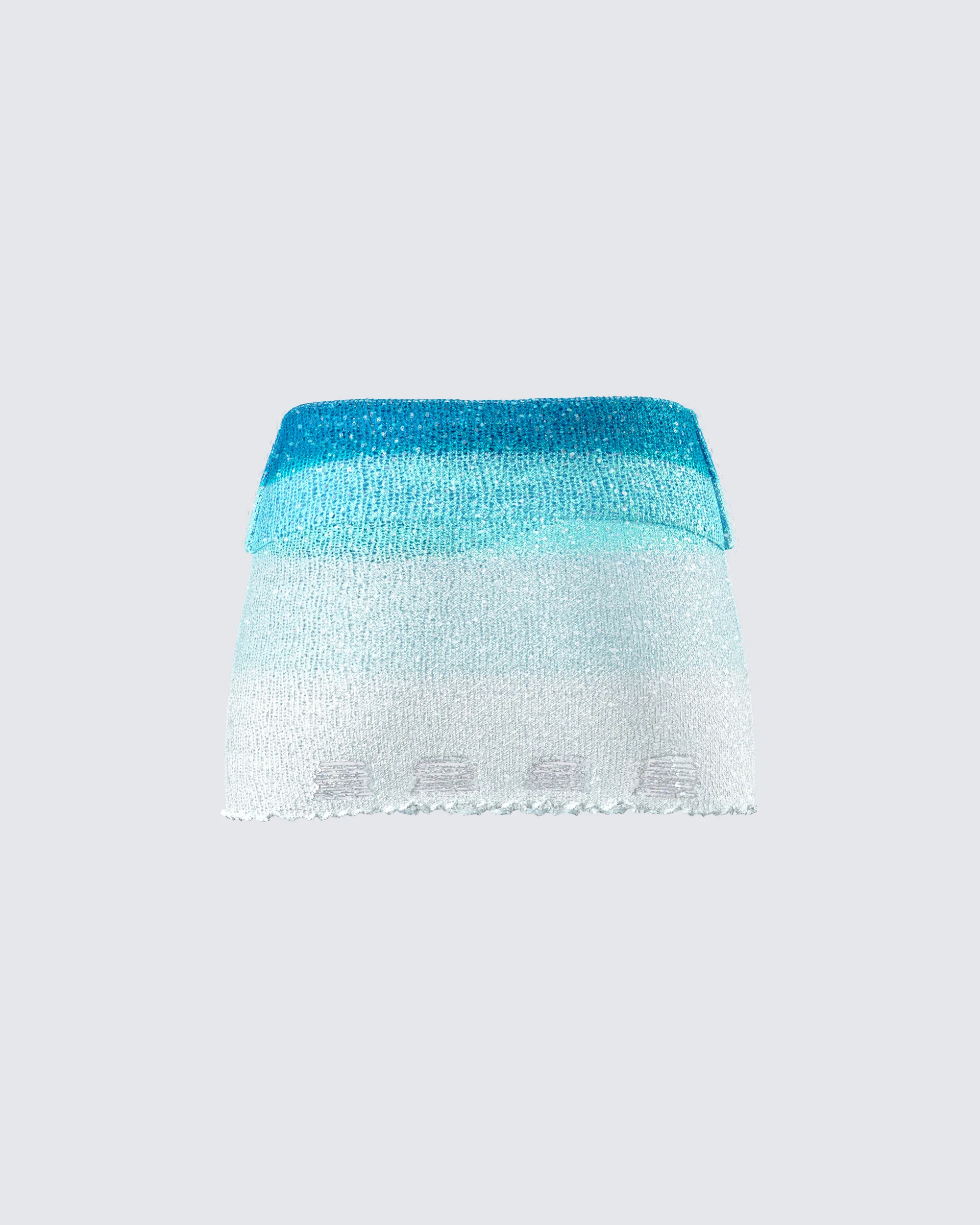 Vanessa Turquoise Sequin Knit Skirt - Image 3