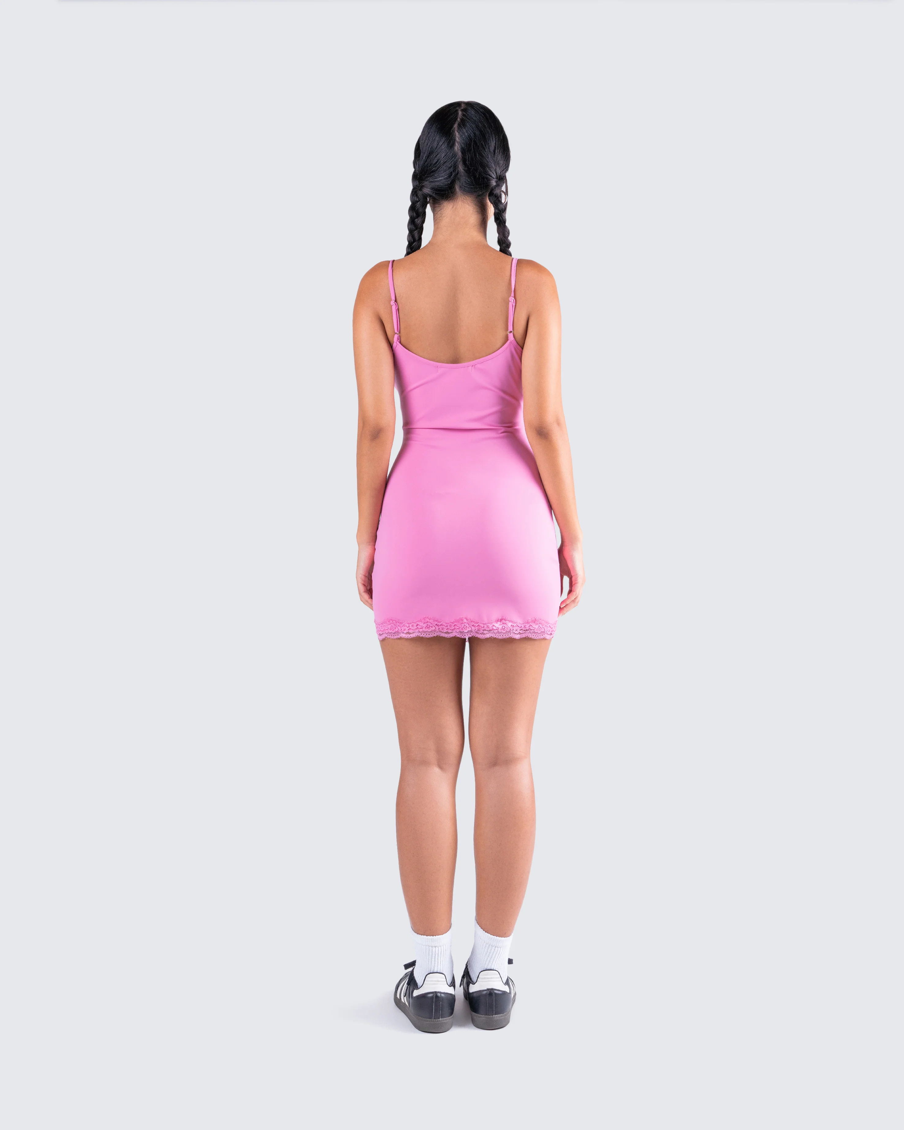 Veronica Pink Jersey Mini Dress - Image 7