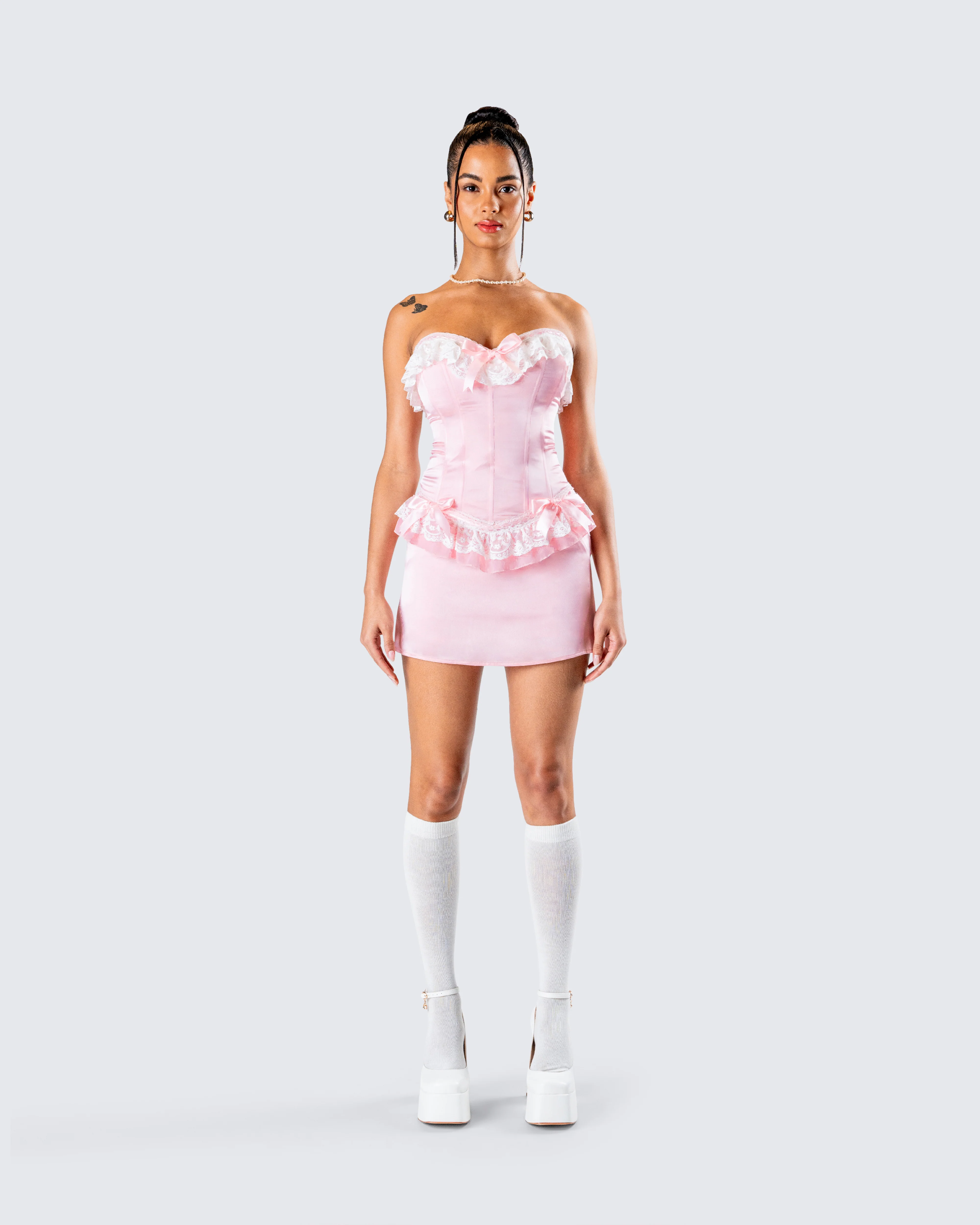 Vienna Pink Ruffle Mini Dress - Image 4