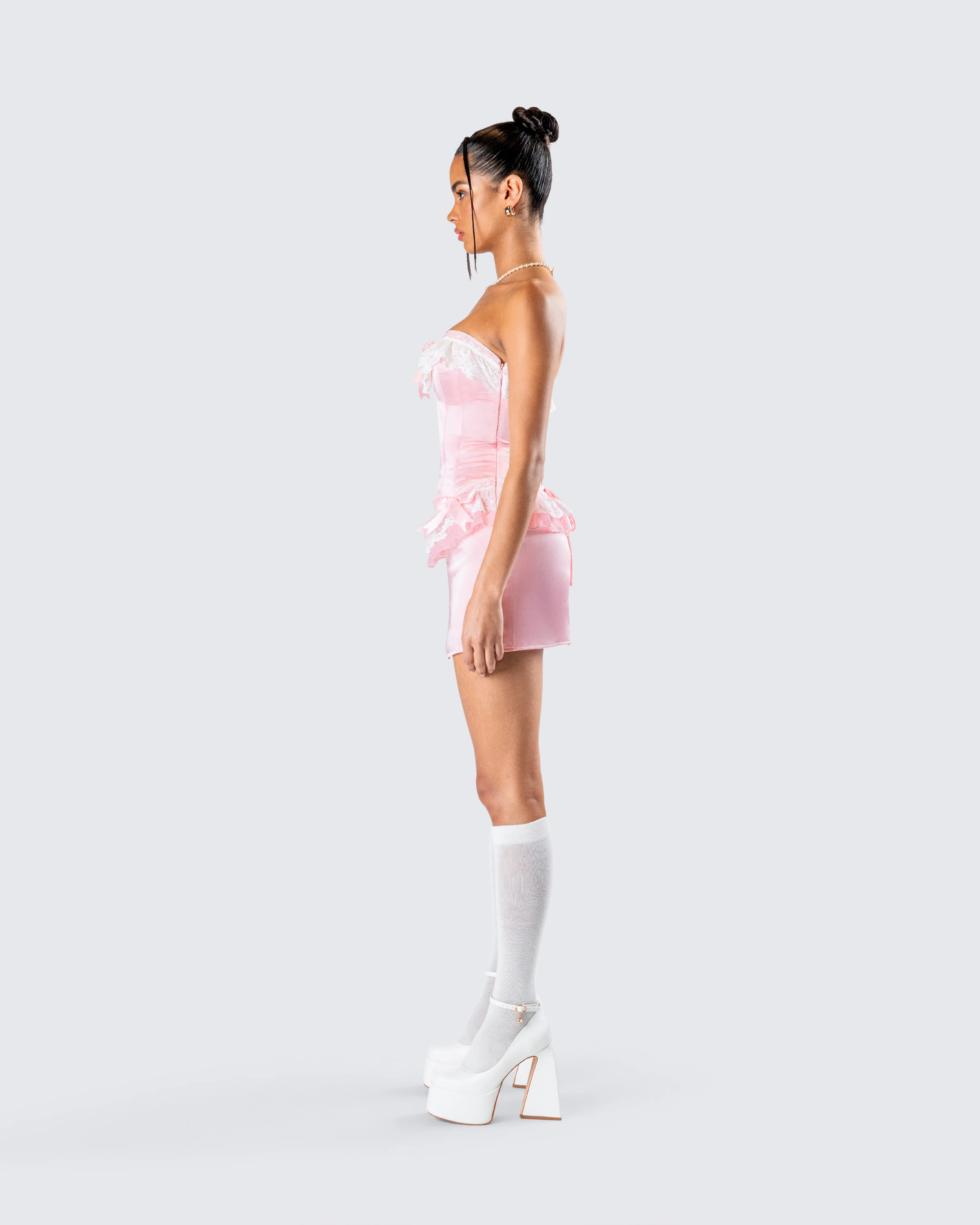 Vienna Pink Ruffle Mini Dress - Image 6