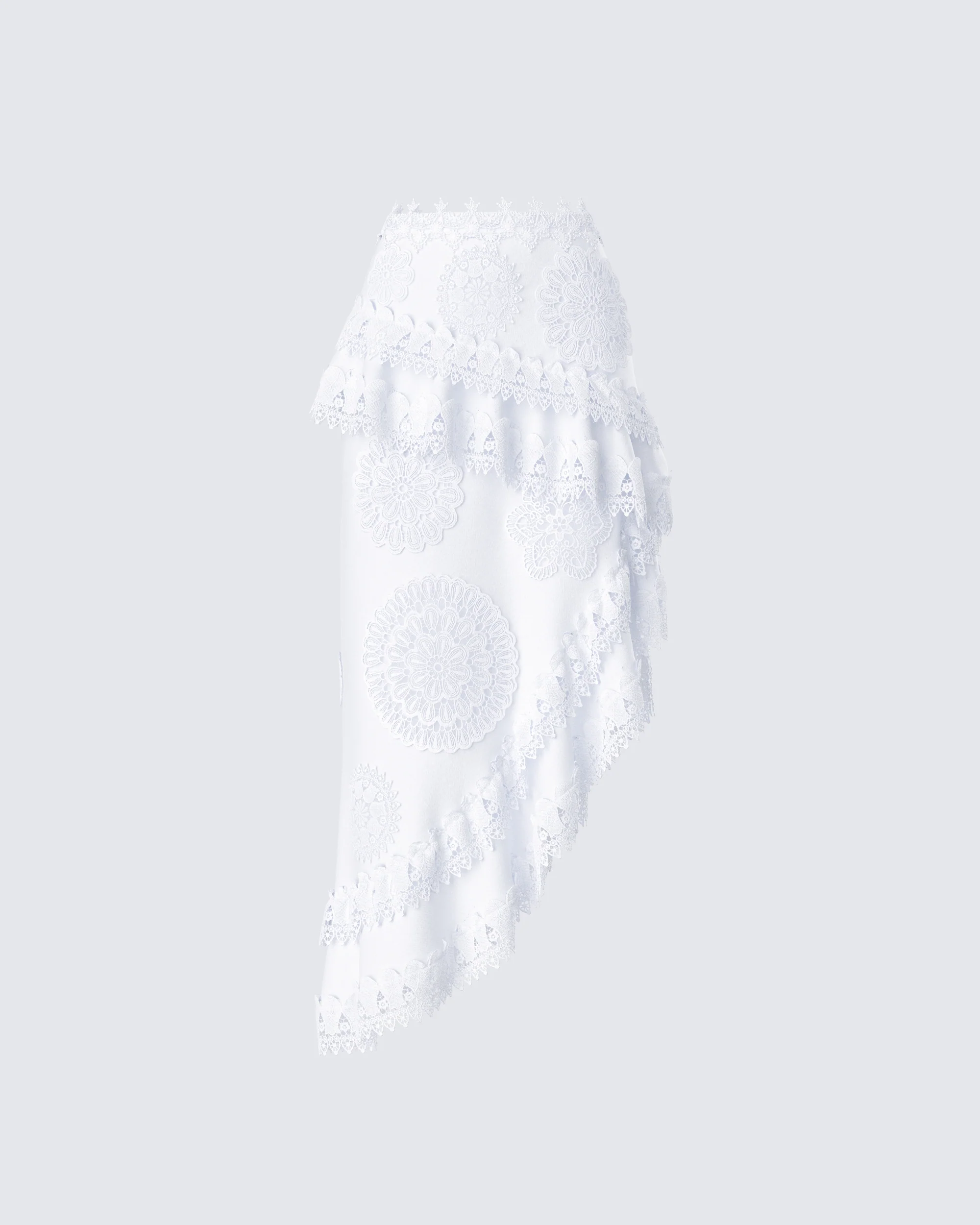 Villi White Asymmetrical Lace Skirt