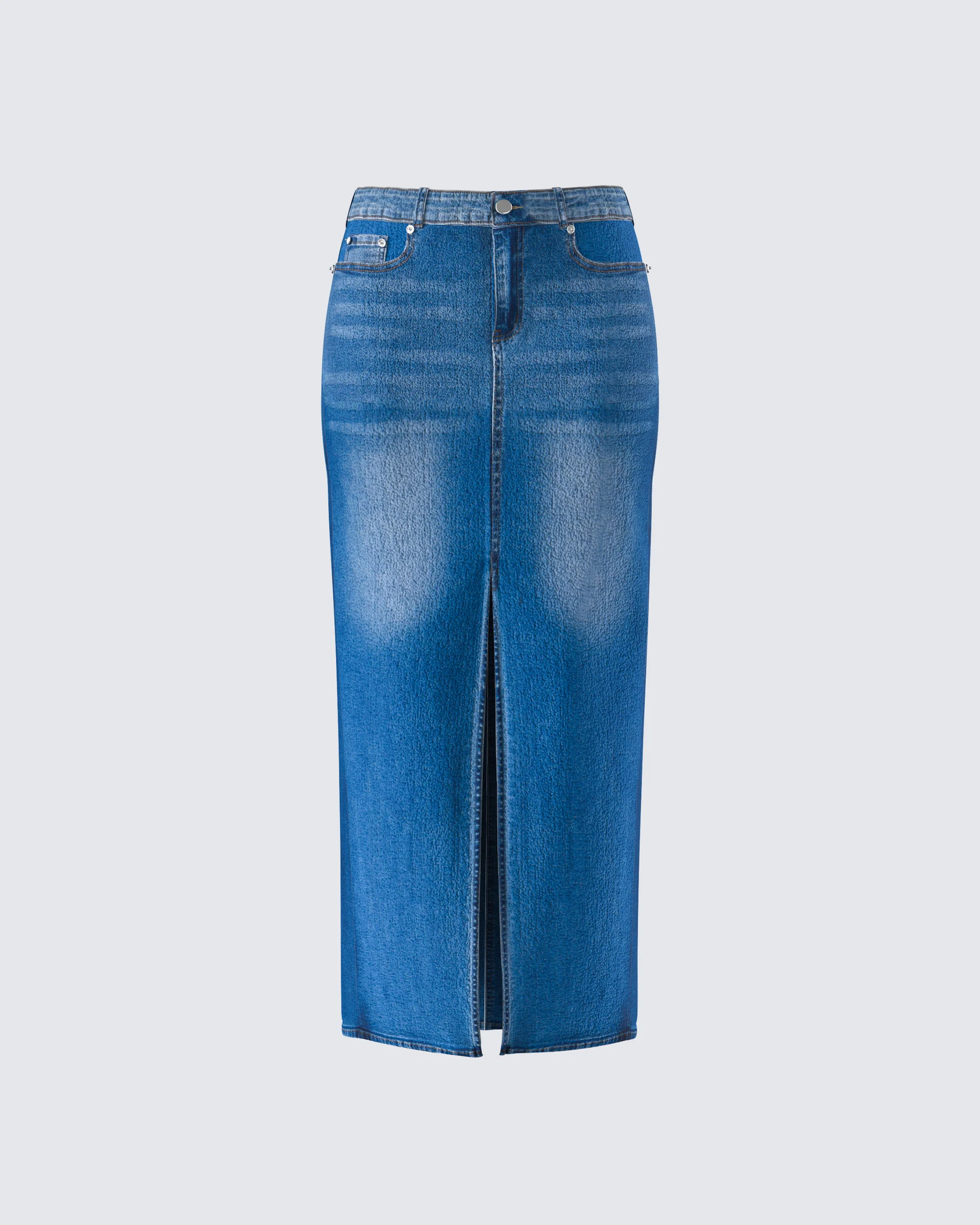 Vincent Blue Maxi Denim Skirt