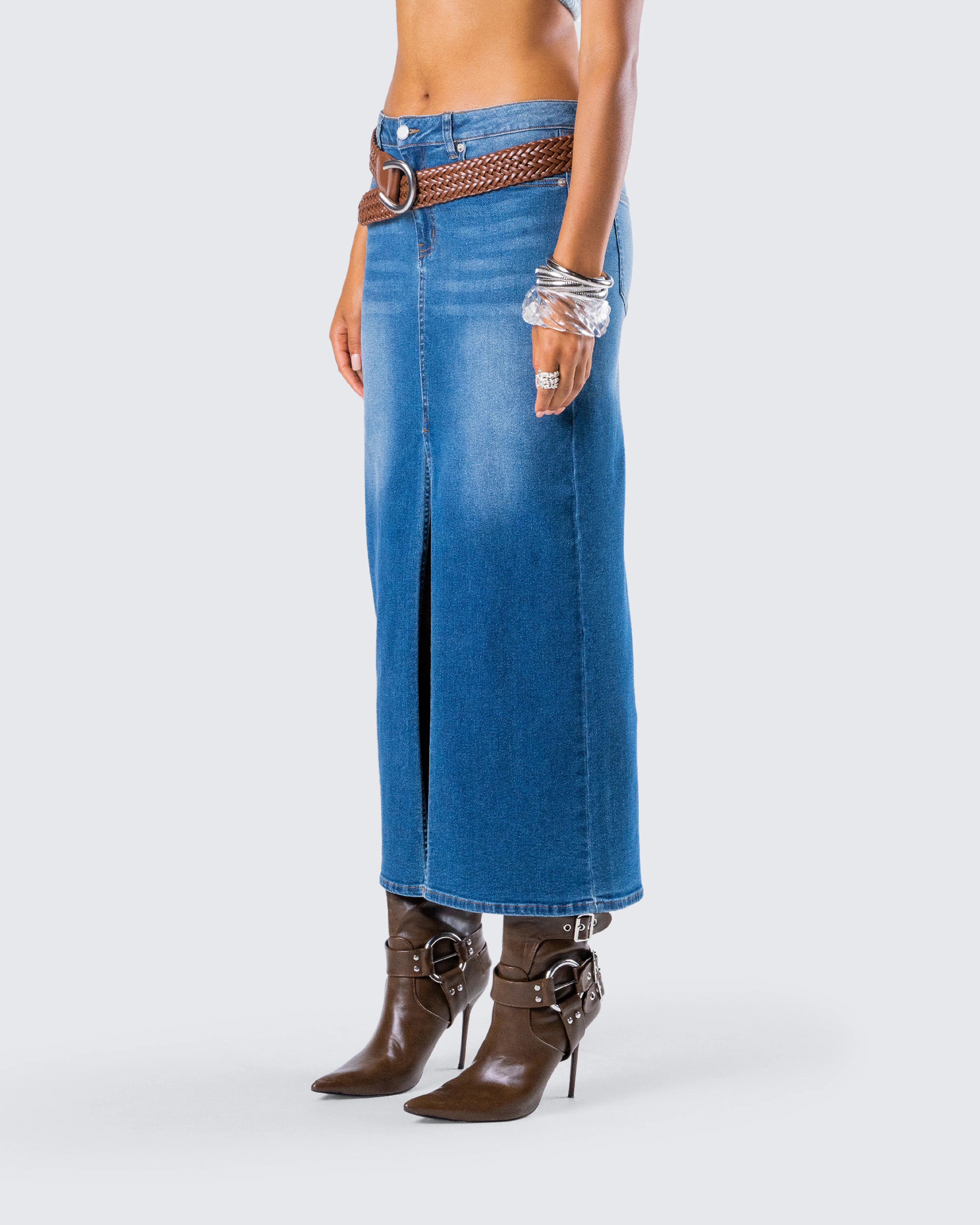Vincent Blue Maxi Denim Skirt - Image 5