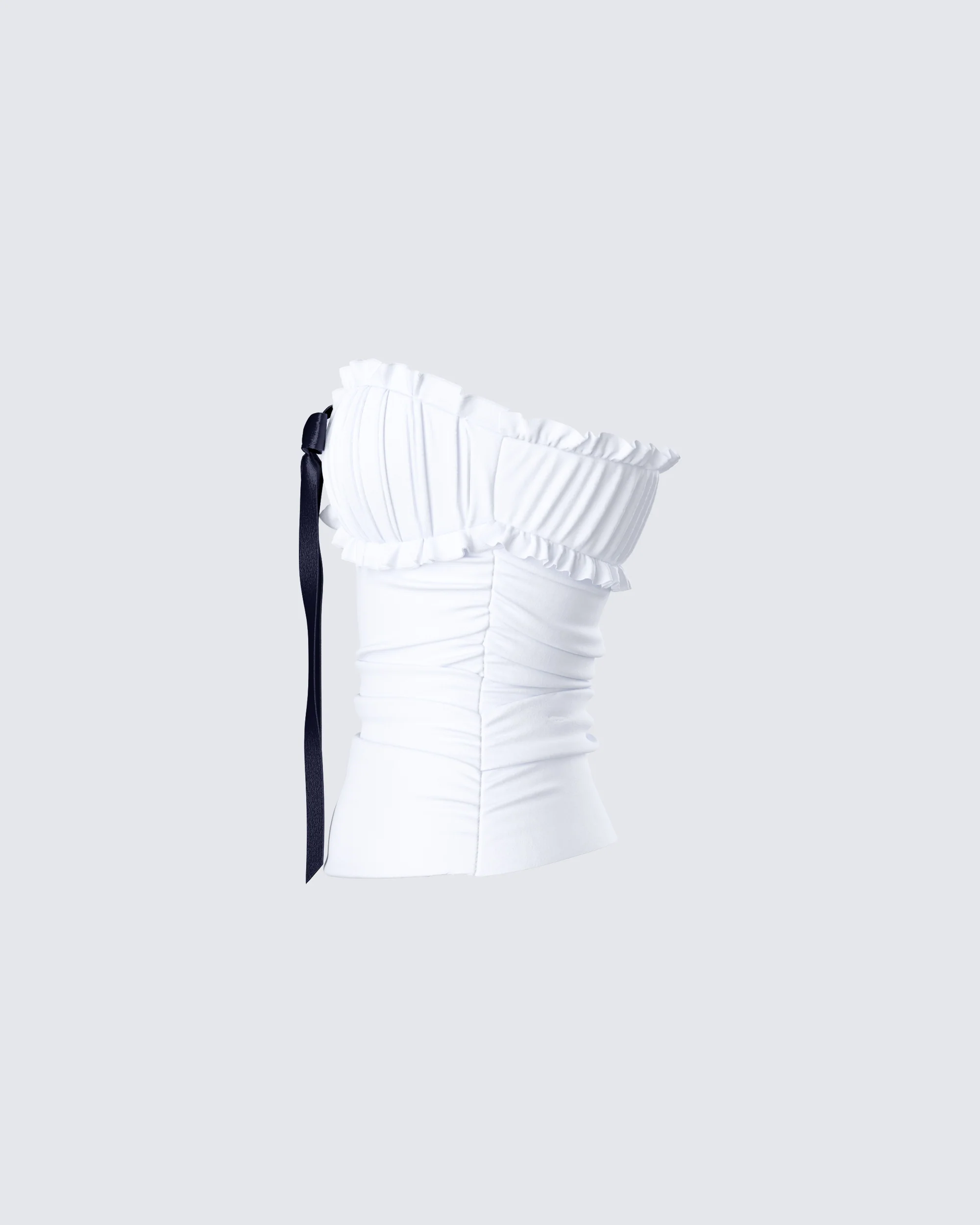 Vira White Ruched Strapless Top - Image 2