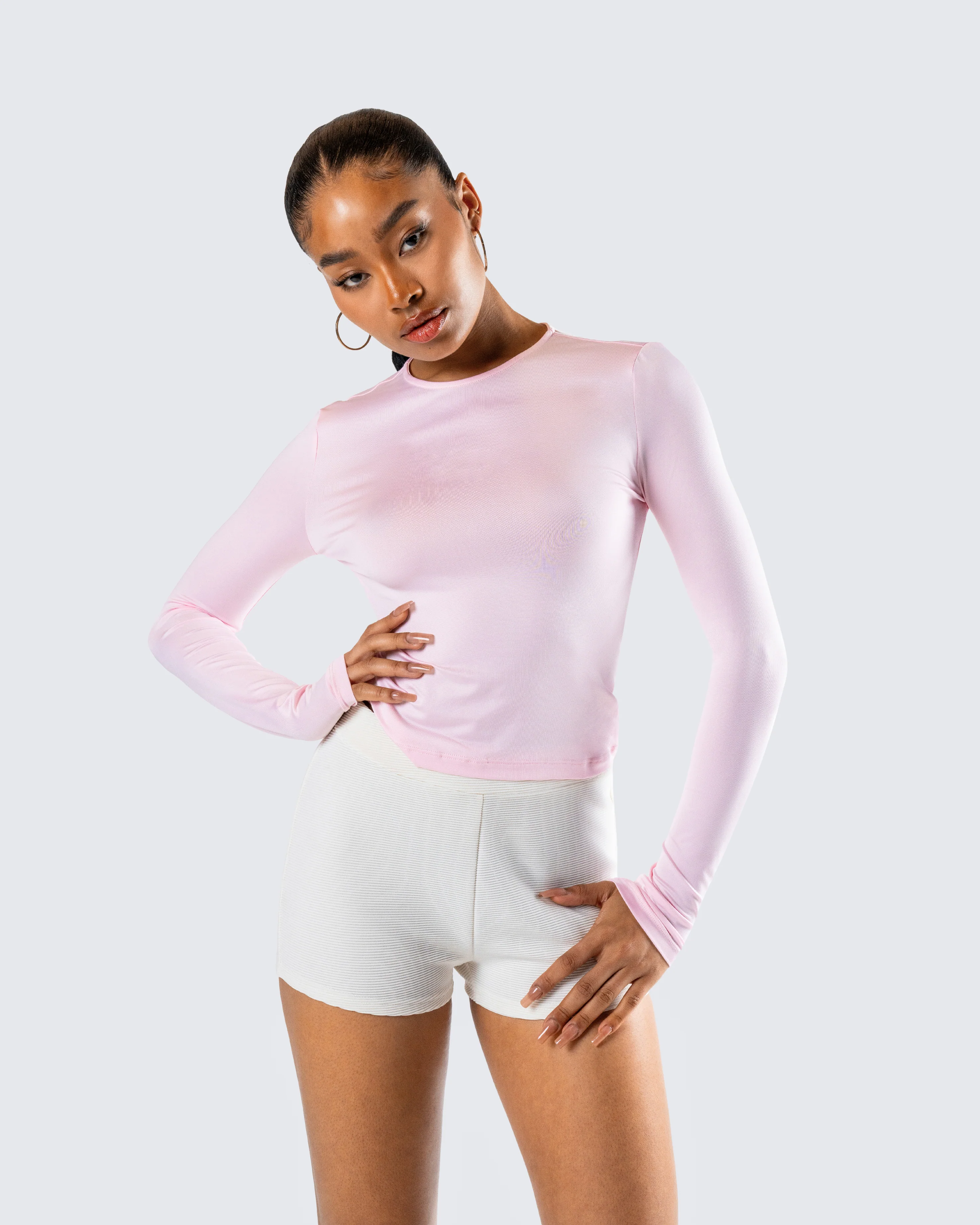 Vivi Pink Jersey Long Sleeve Top - Image 8
