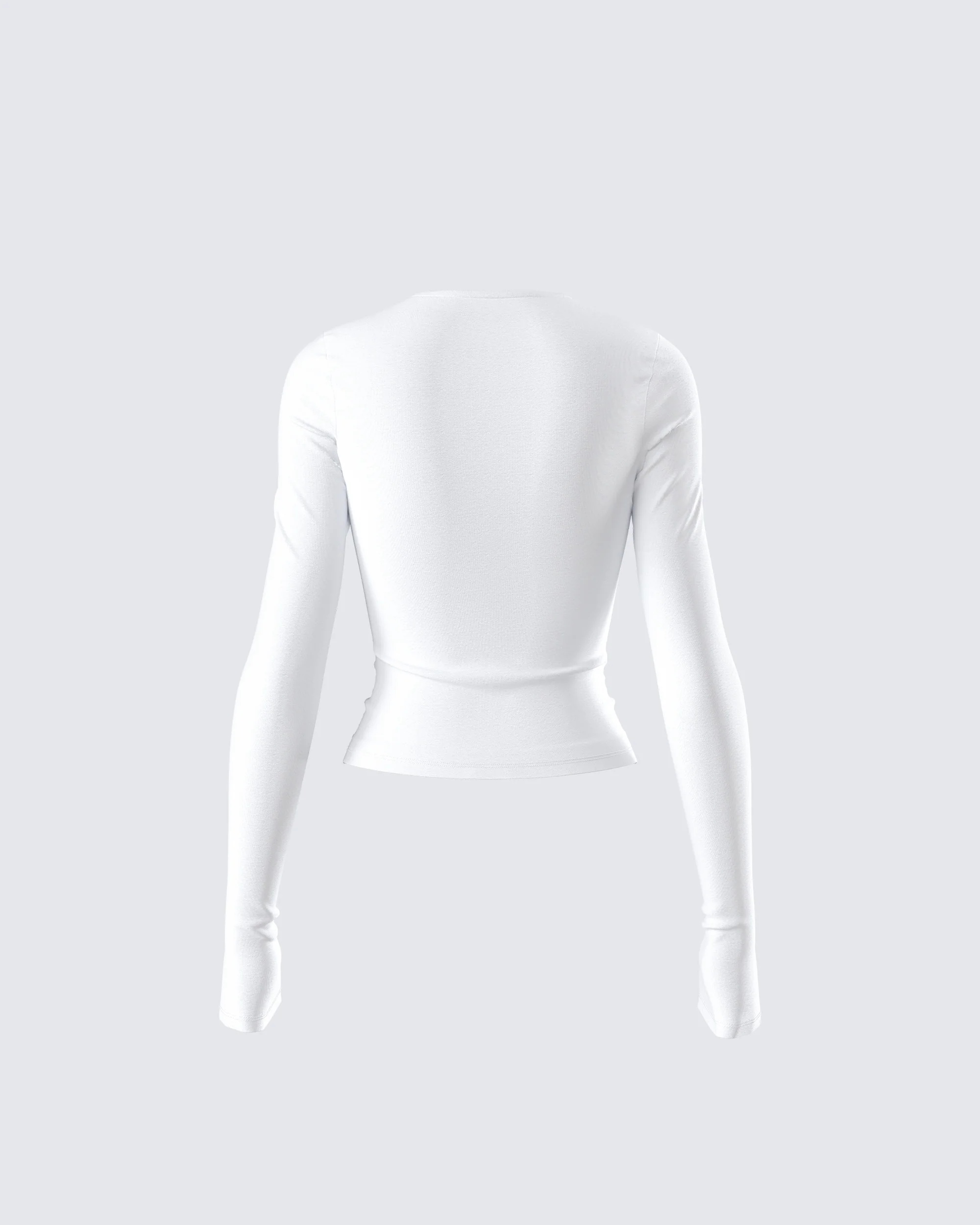 Vivi White Jersey Long Sleeve Top - Image 3