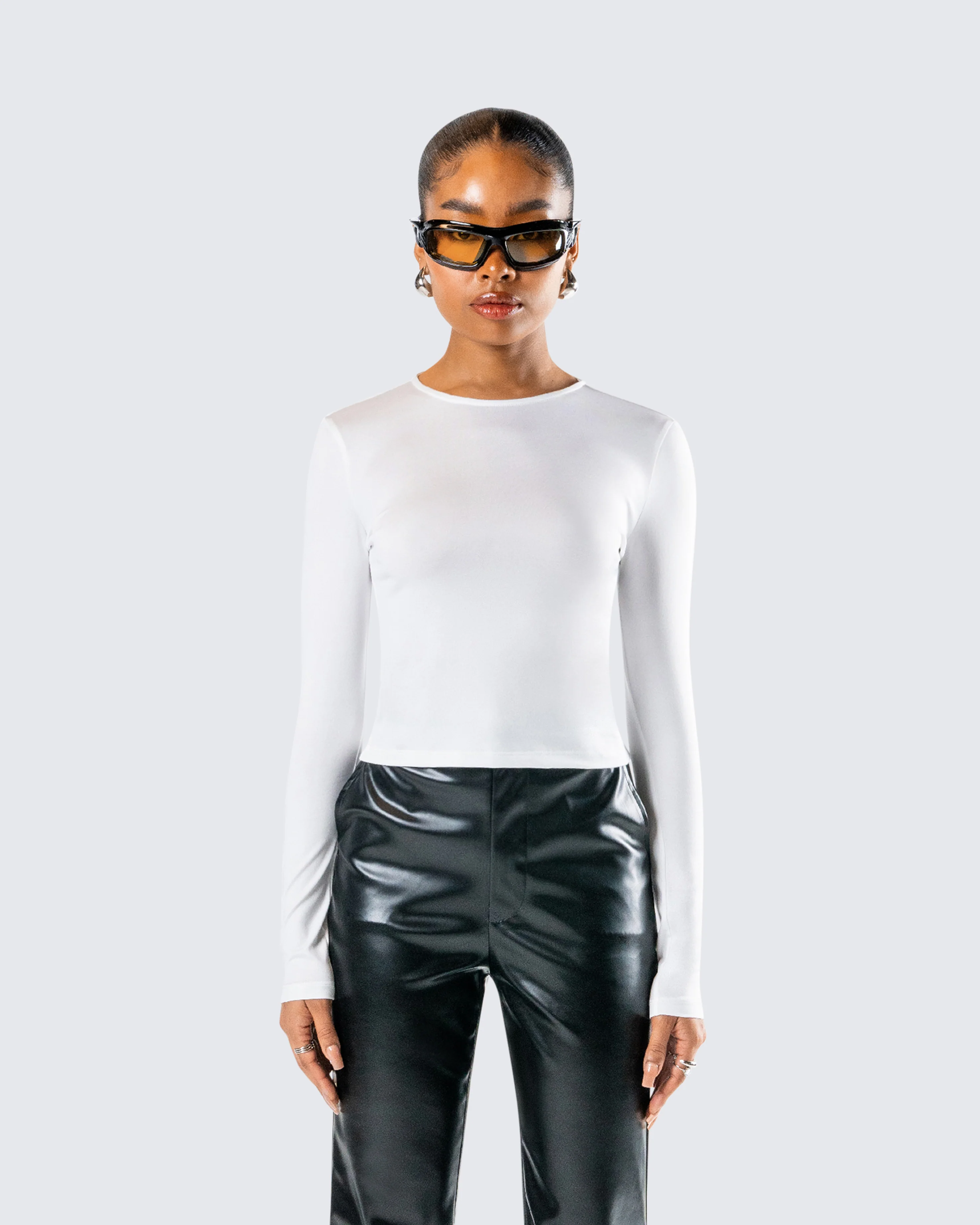 Vivi White Jersey Long Sleeve Top - Image 4