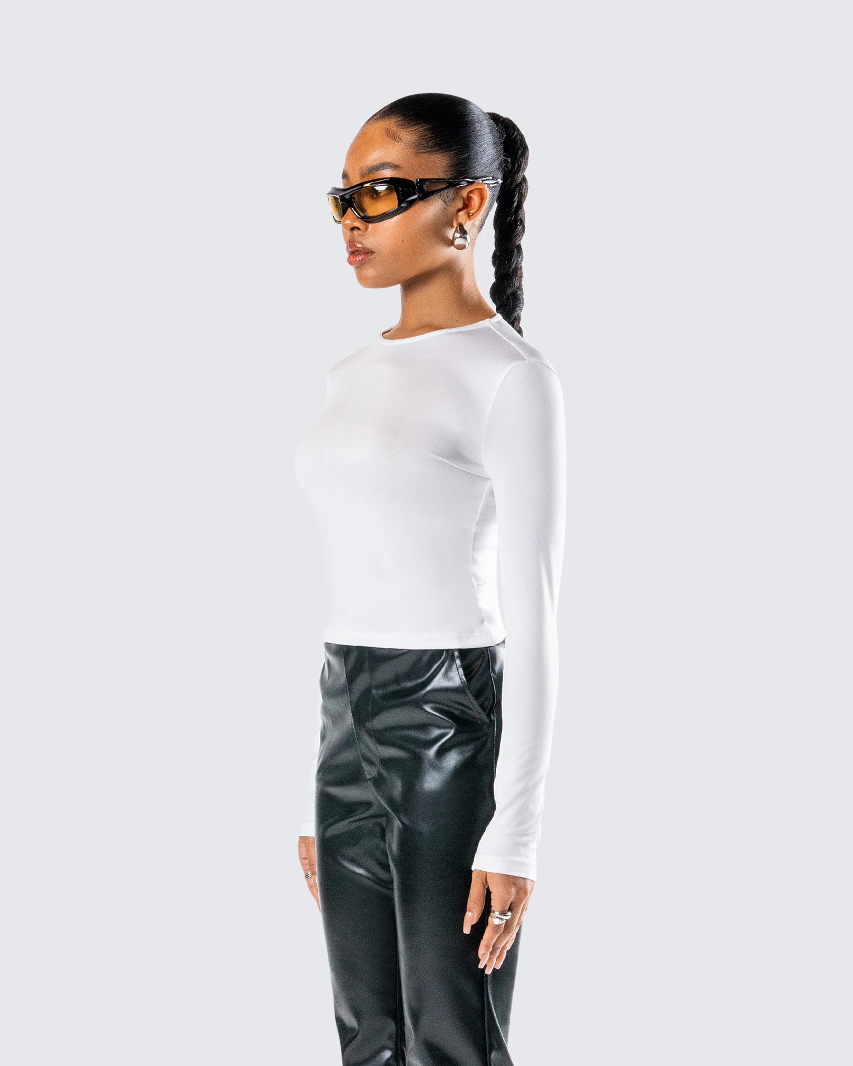 Vivi White Jersey Long Sleeve Top - Image 5