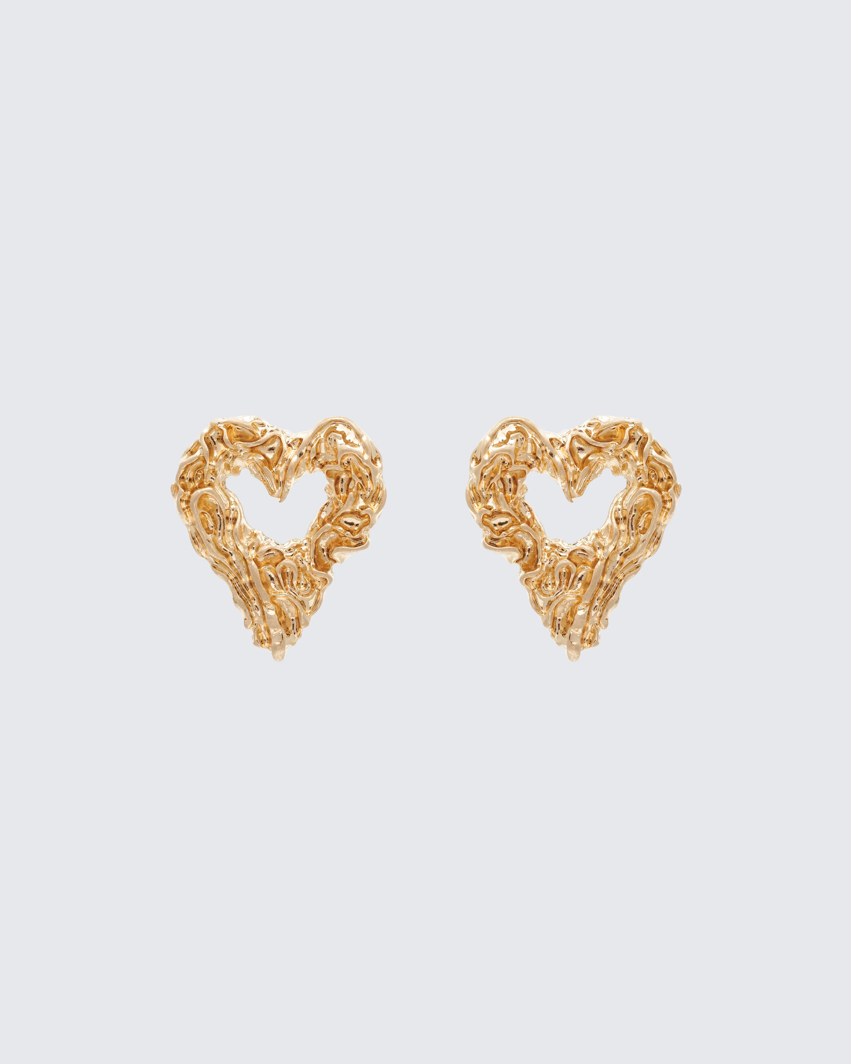 Volante Gold Molten Heart Earrings
