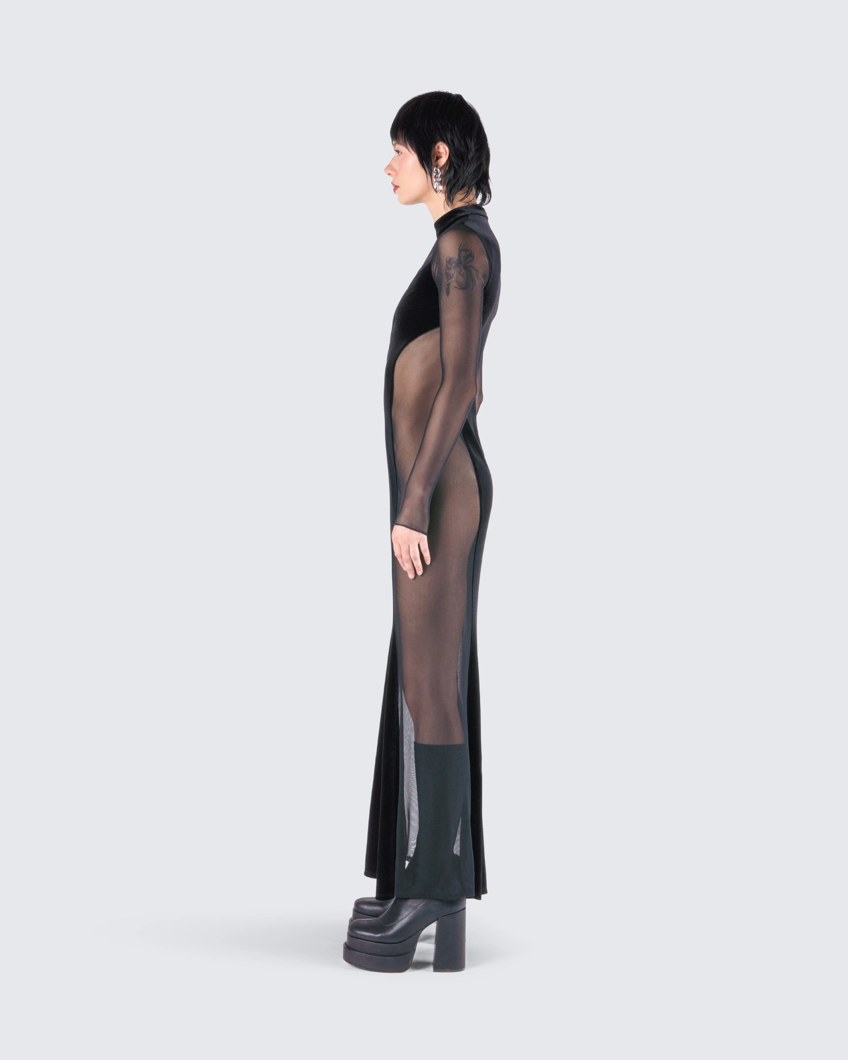 Wilma Black Velvet Paneled Gown - Image 6
