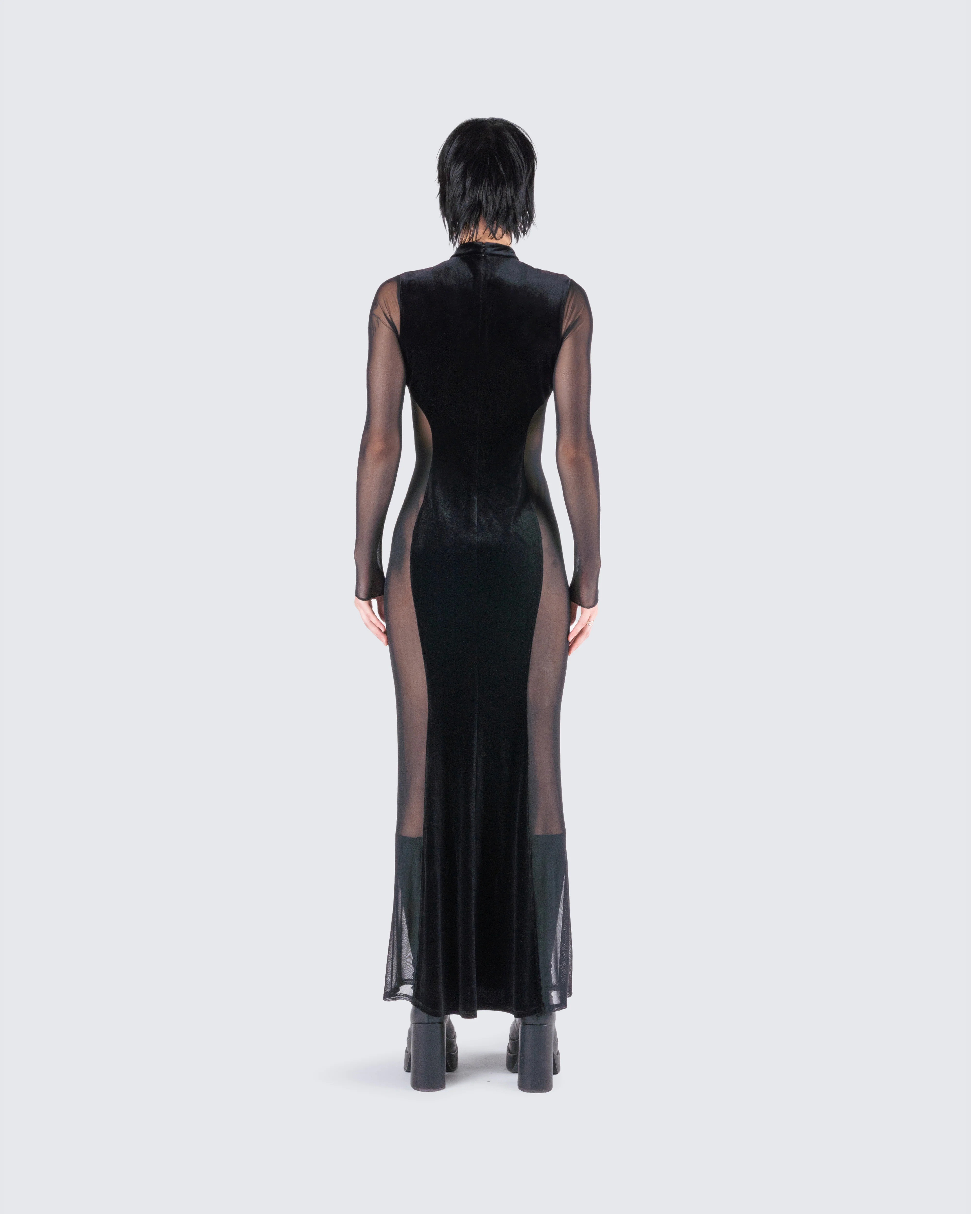 Wilma Black Velvet Paneled Gown - Image 7