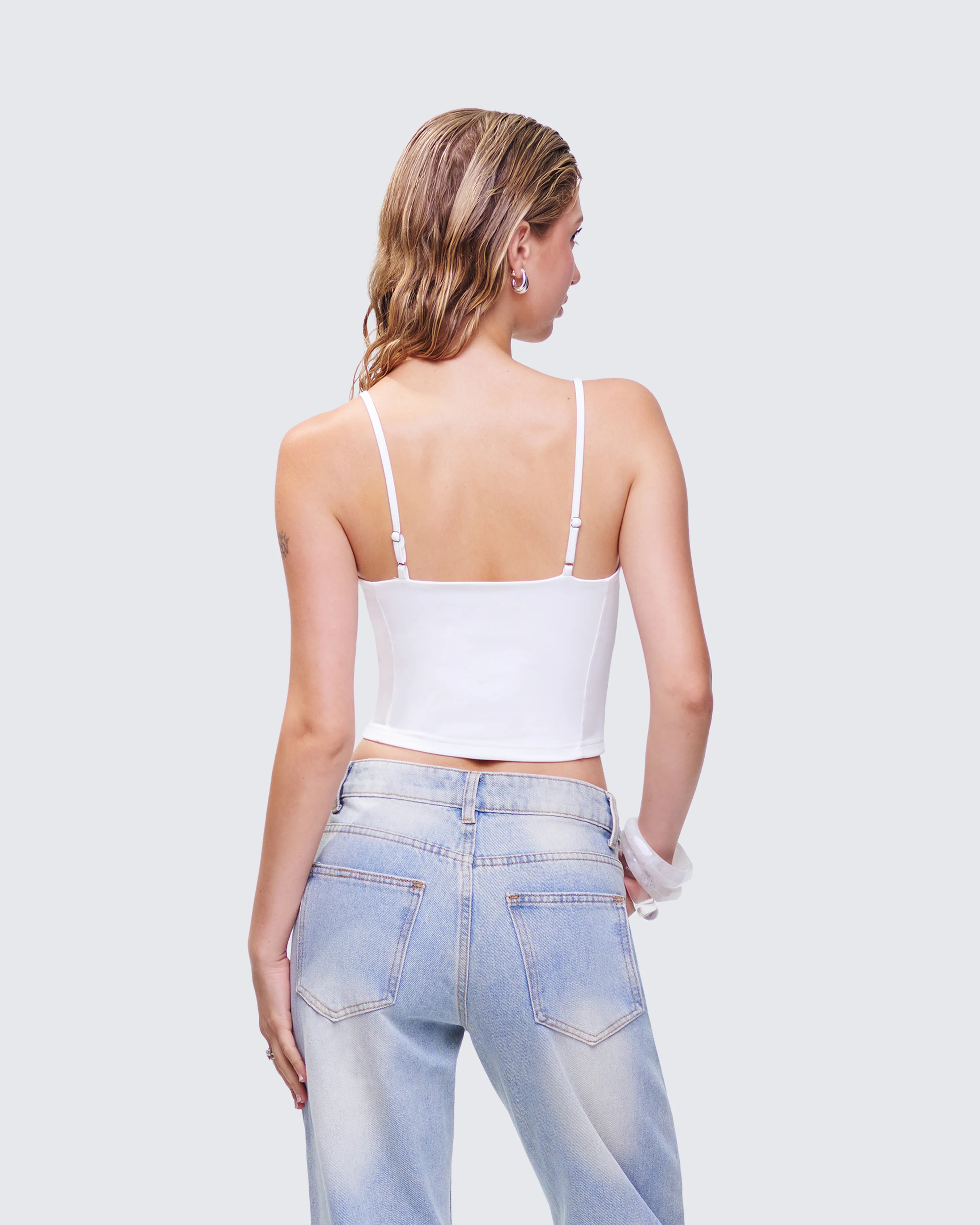 Wilmer White Tie Front Cami Top - Image 4