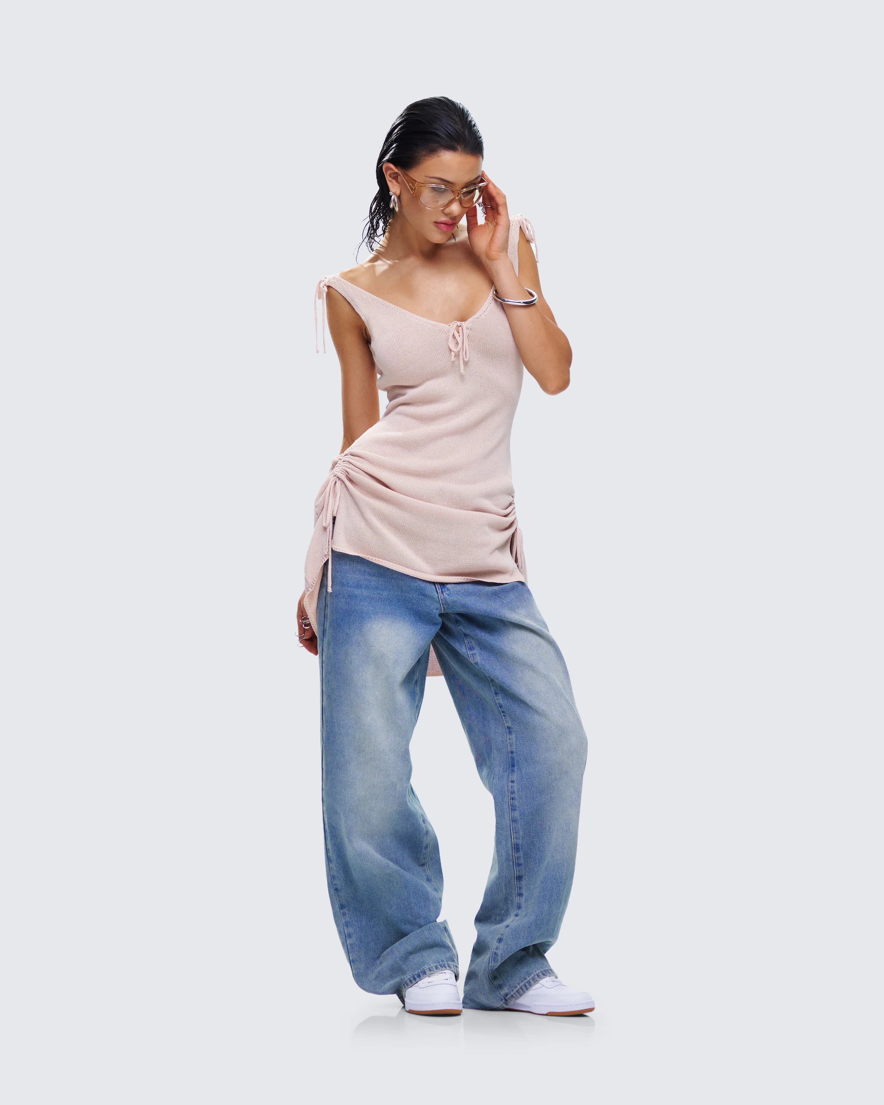 Wrenley Beige Ruched Sweater Top - Image 8