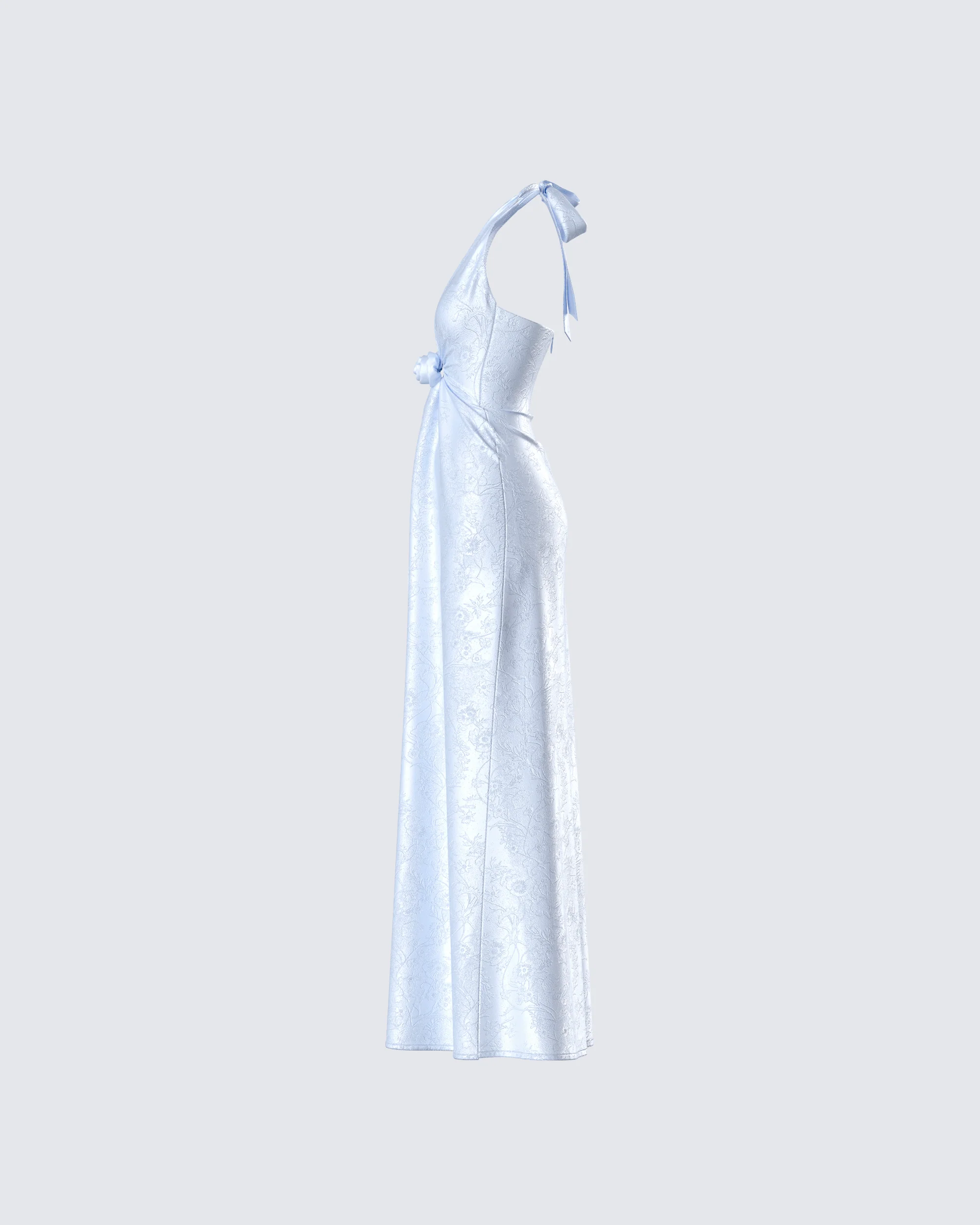 Xylah Baby Blue Rosette Maxi Dress - Image 2