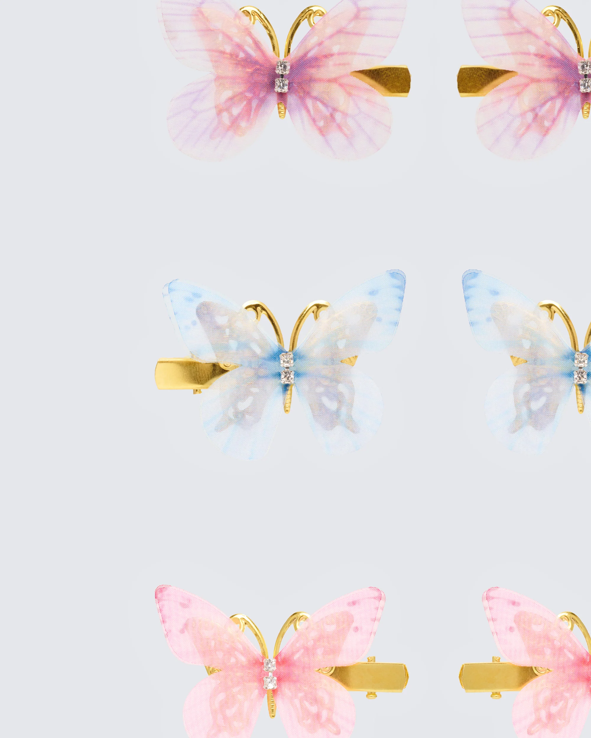 Xylia Multi Butterfly Hair Clips - 6 Pack - Image 2