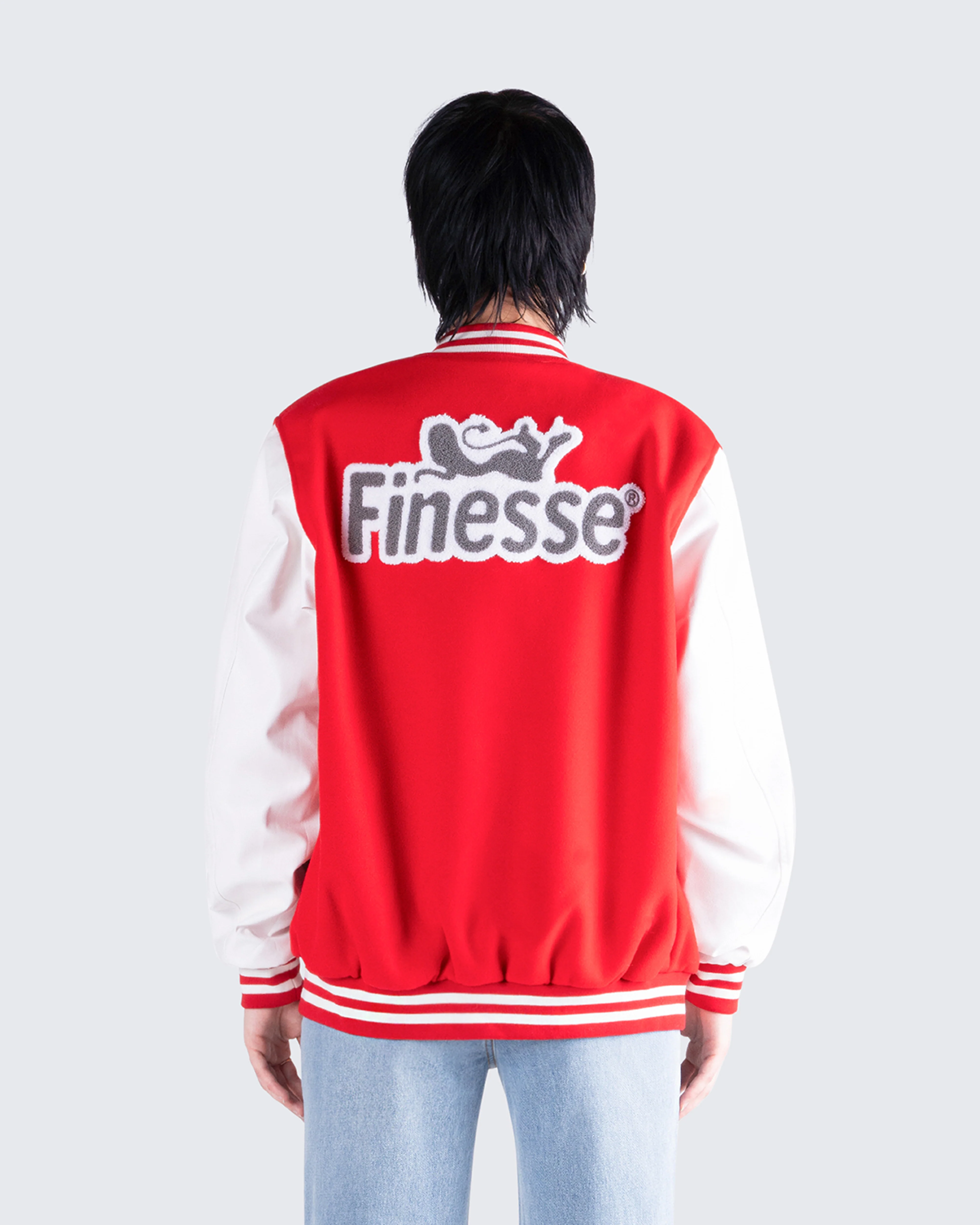 Yai Red Varsity Logo Patch Jacket - Image 7