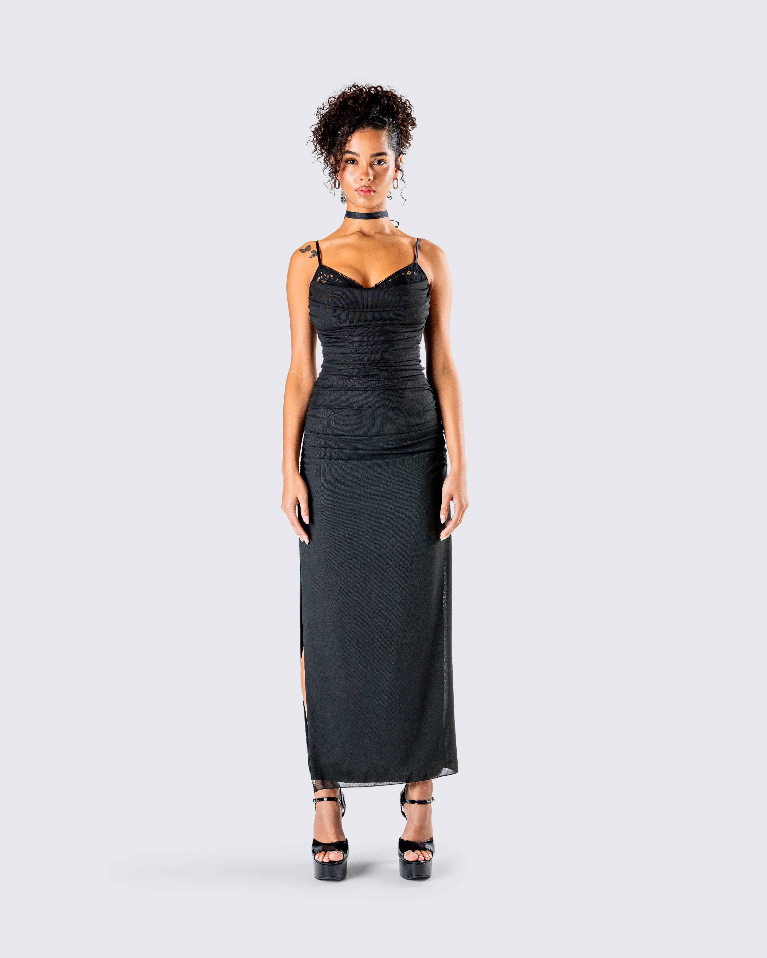 Yan Black Lace Maxi Corset Dress - Image 4