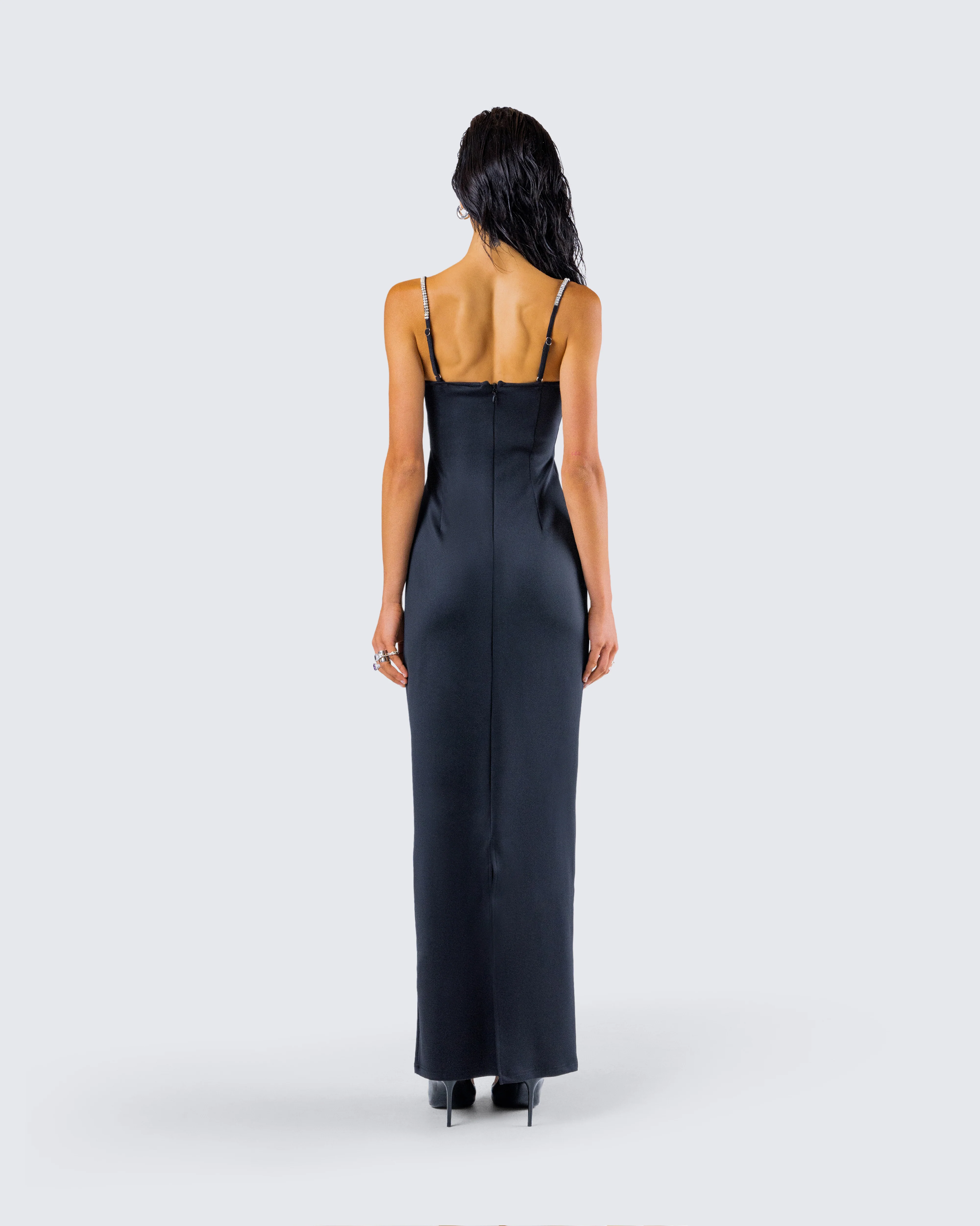 Yara Black Cut Out Maxi Dress - Image 7
