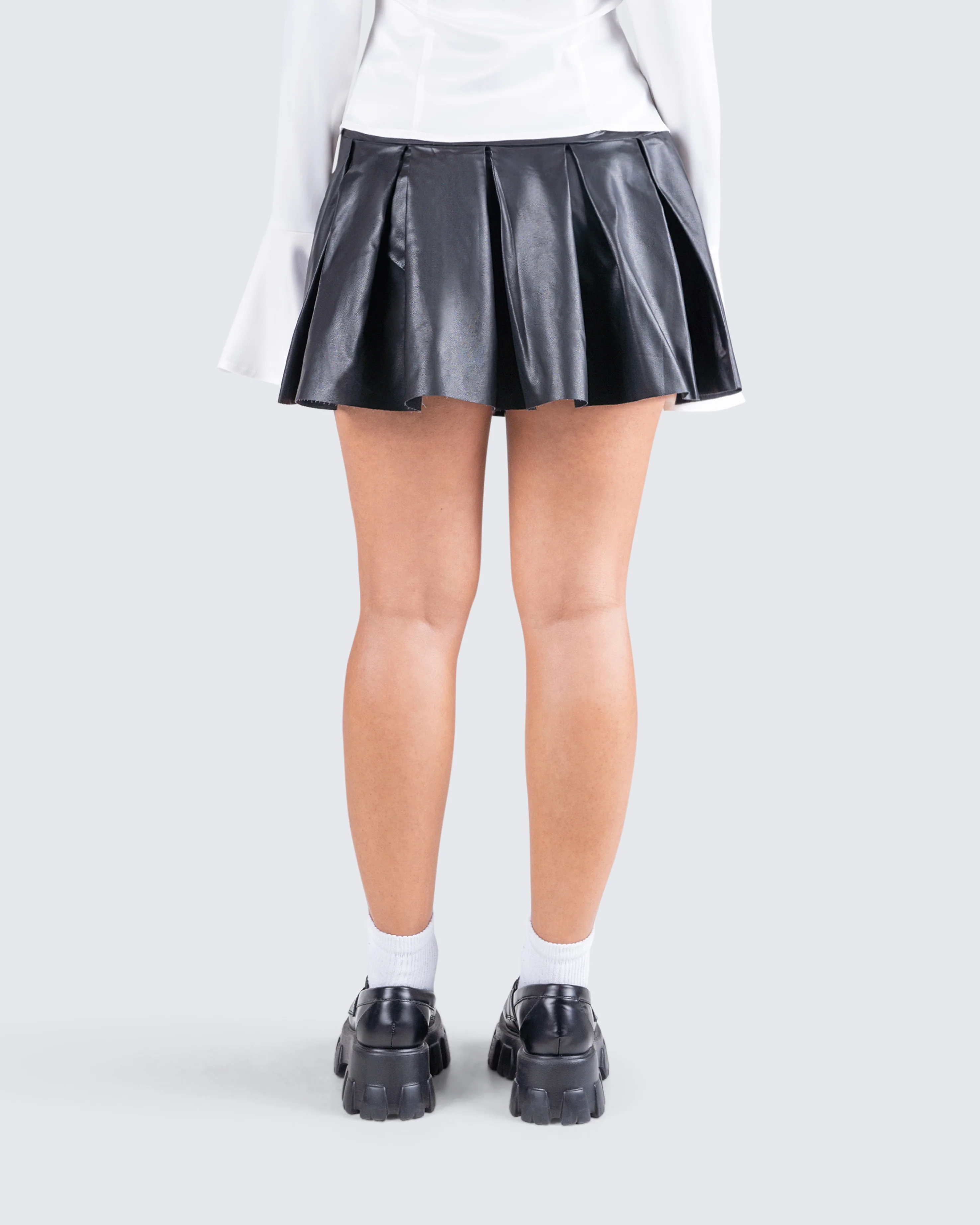 Yasmin Black Vegan Leather Skirt - Image 7