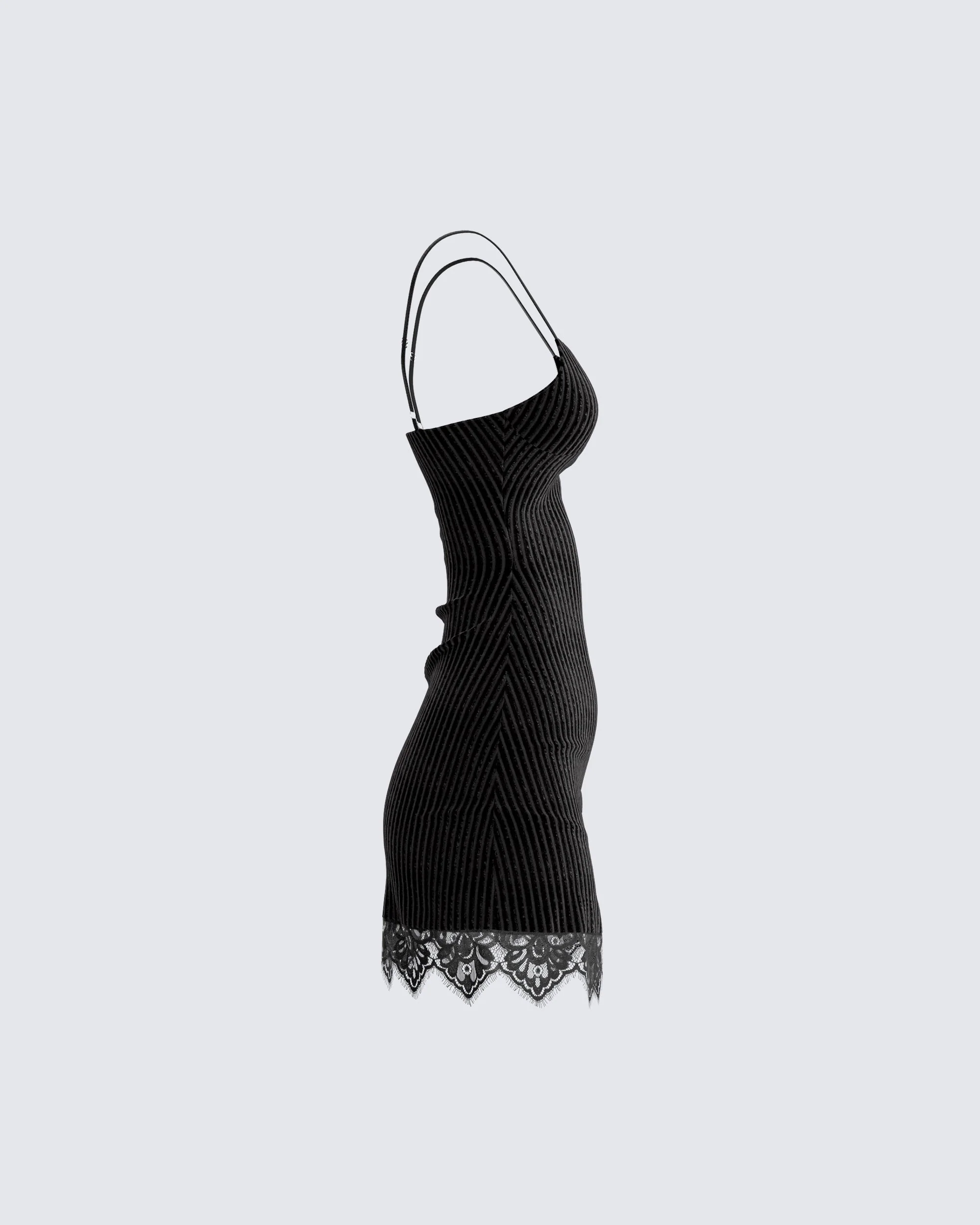 Yira Black Lace Trimmed Dress - Image 2