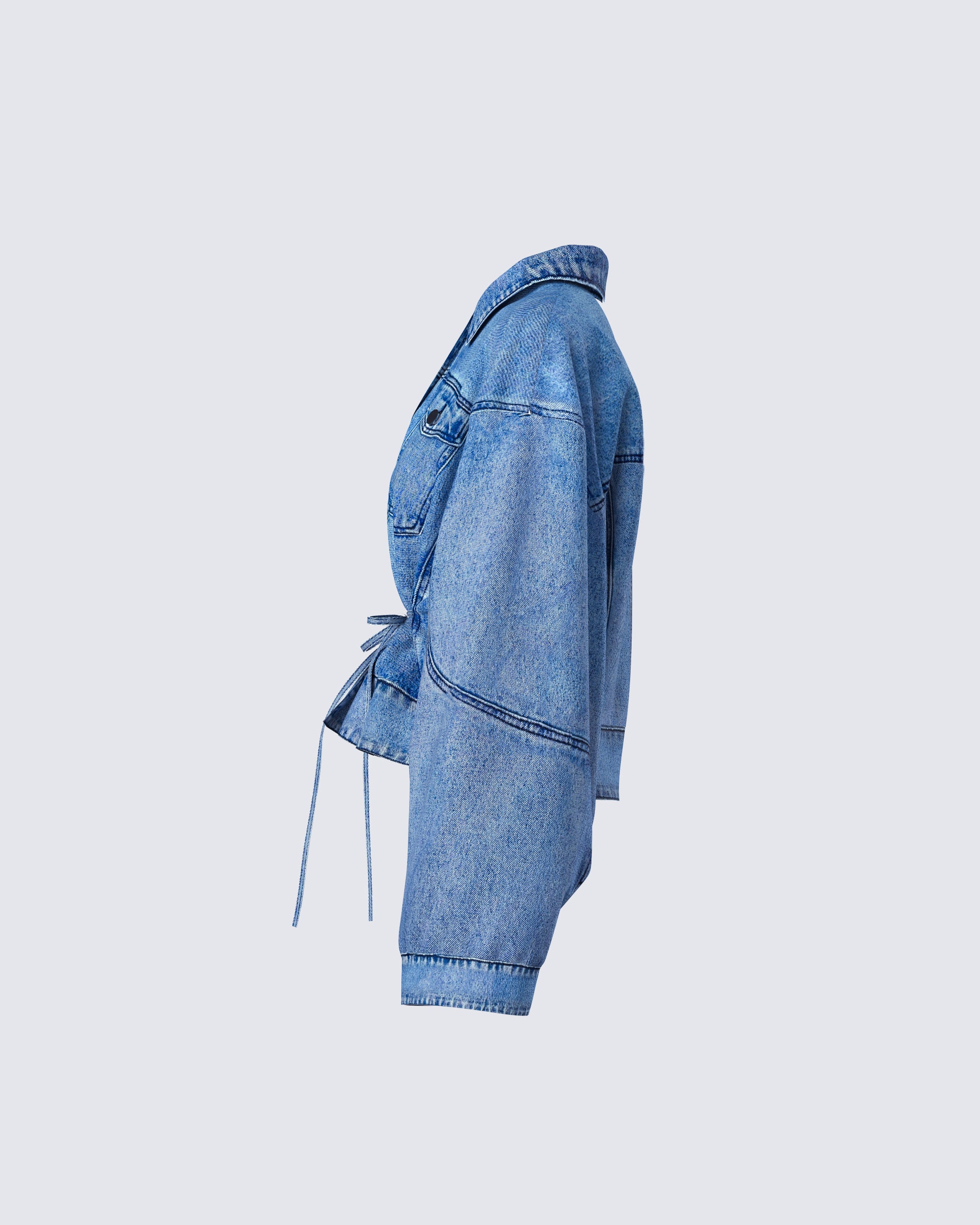 Yui Blue Denim Oversized Cropped Jacket - Image 2