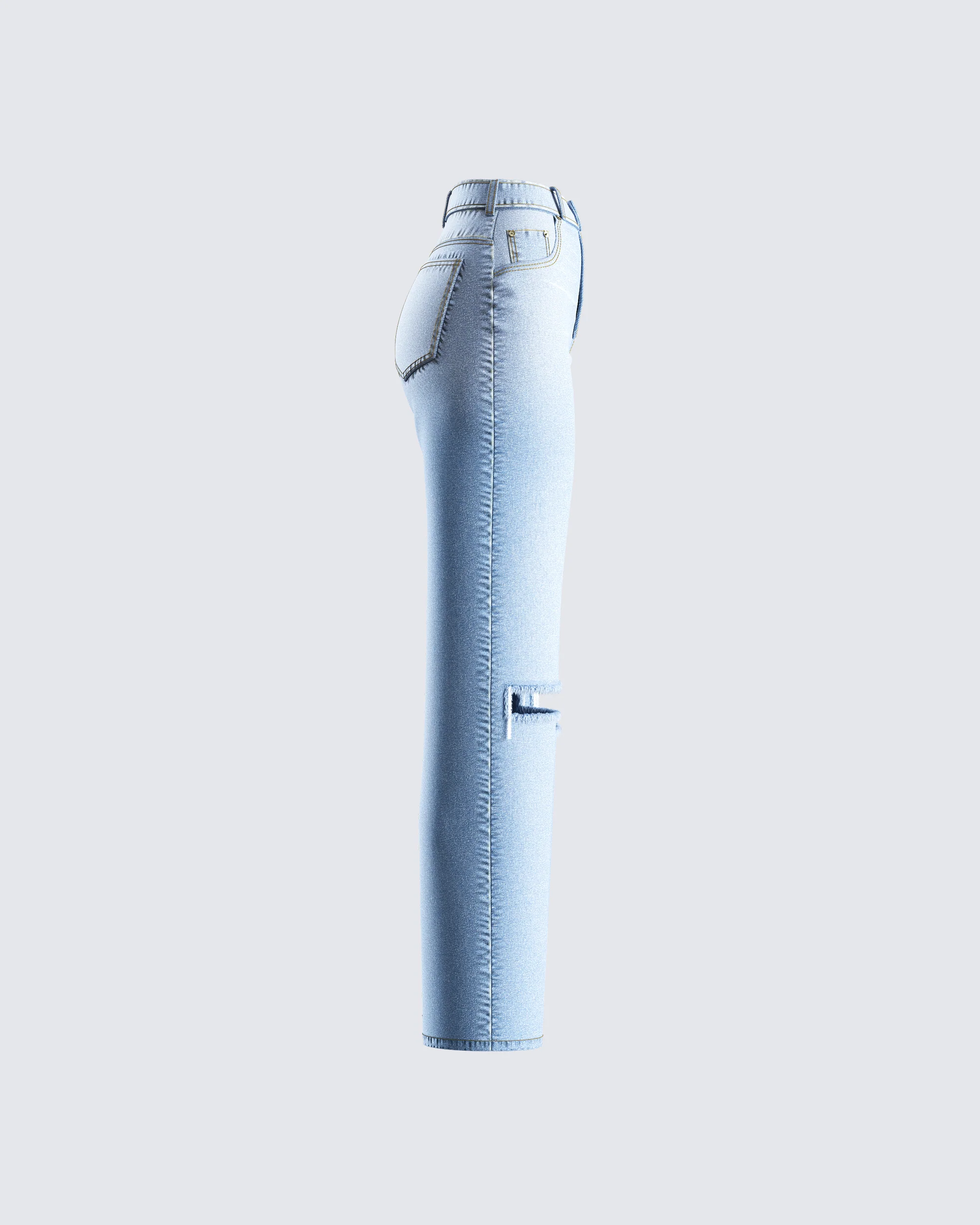 Yume Blue Distressed Denim Jean - Image 2