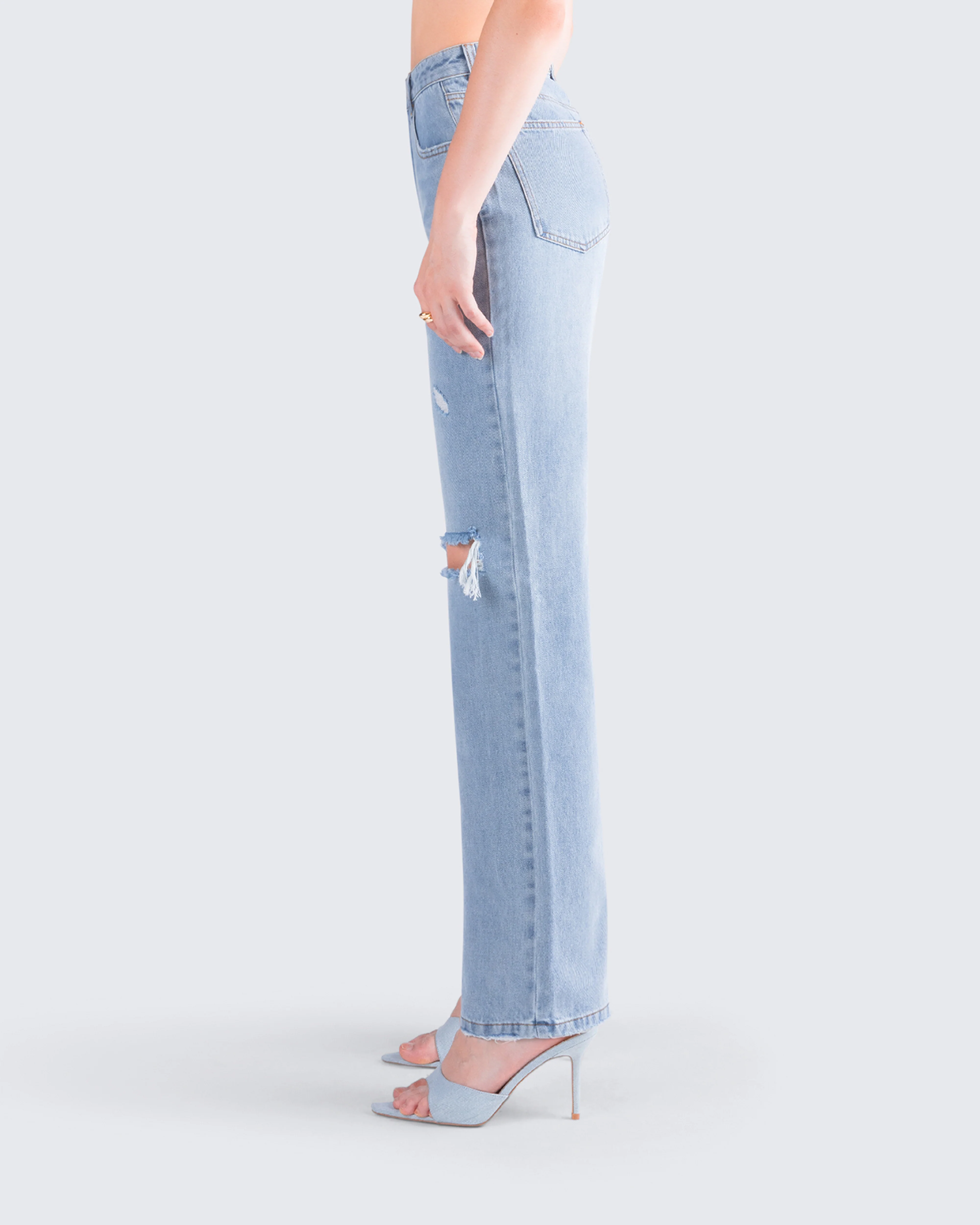 Yume Blue Distressed Denim Jean - Image 6
