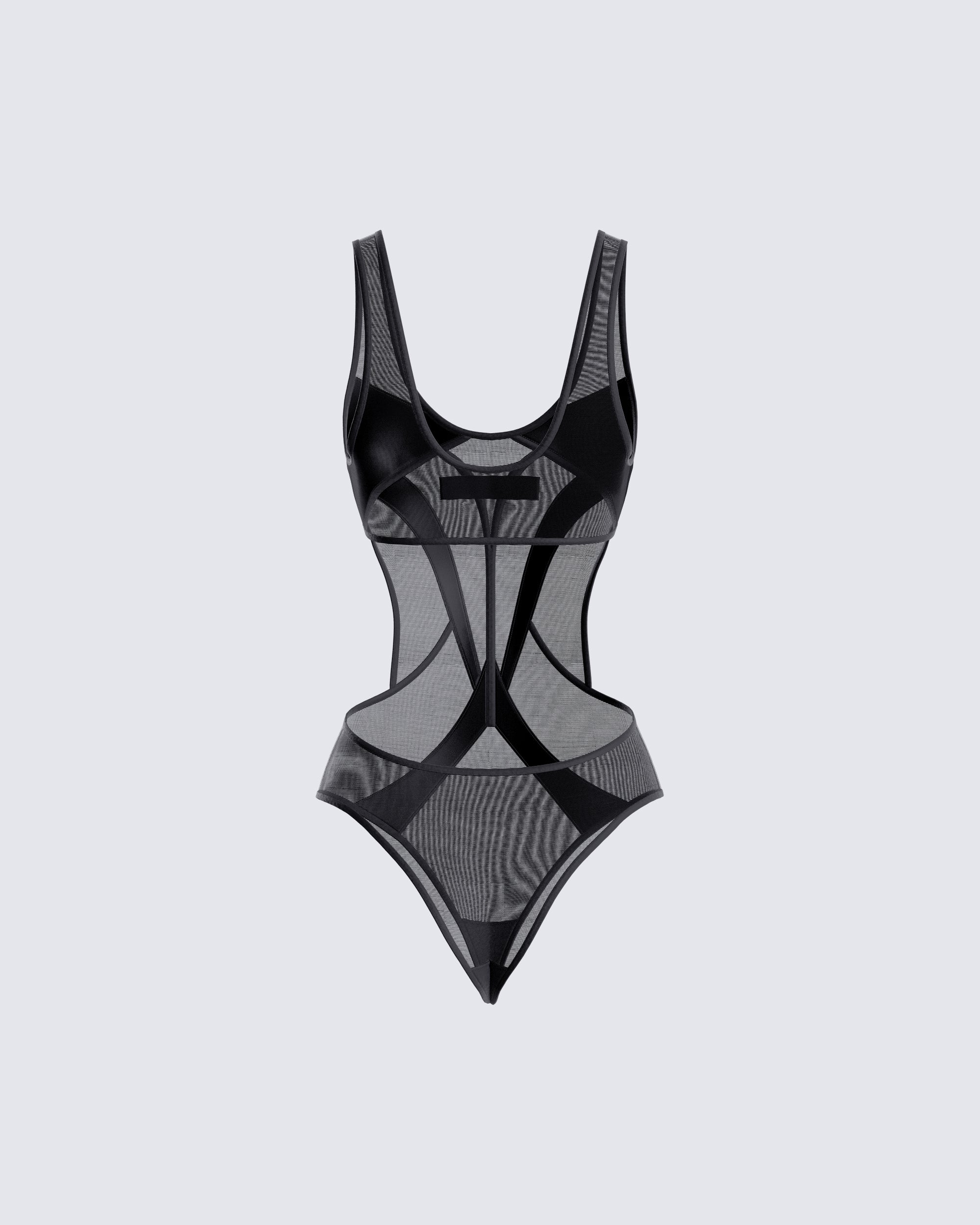 Yuna Black Mesh Bodysuit - Image 3