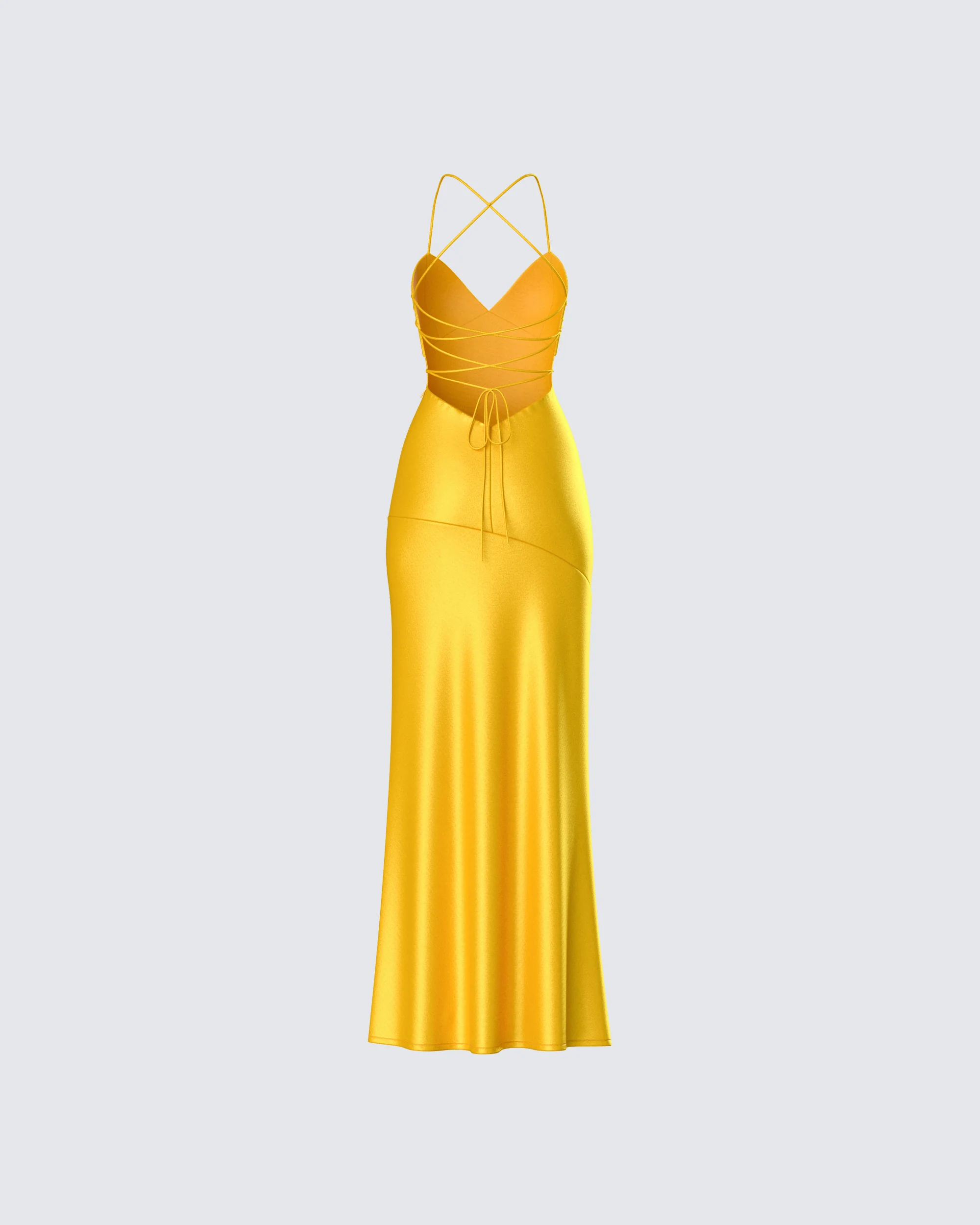 Zabel Orange Satin Maxi Dress - Image 3