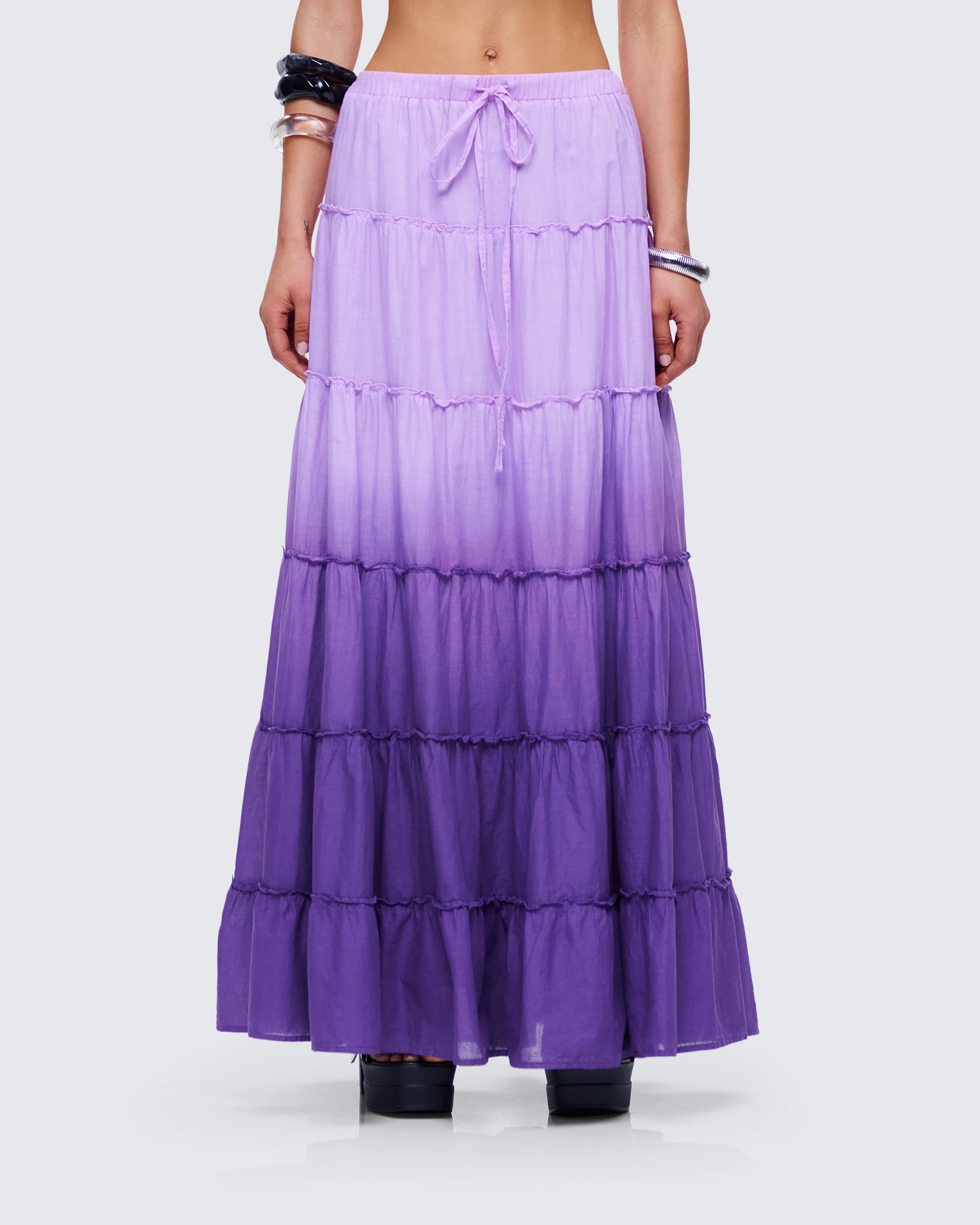 Zadie Purple Ombre Tiered Maxi Skirt - Image 4