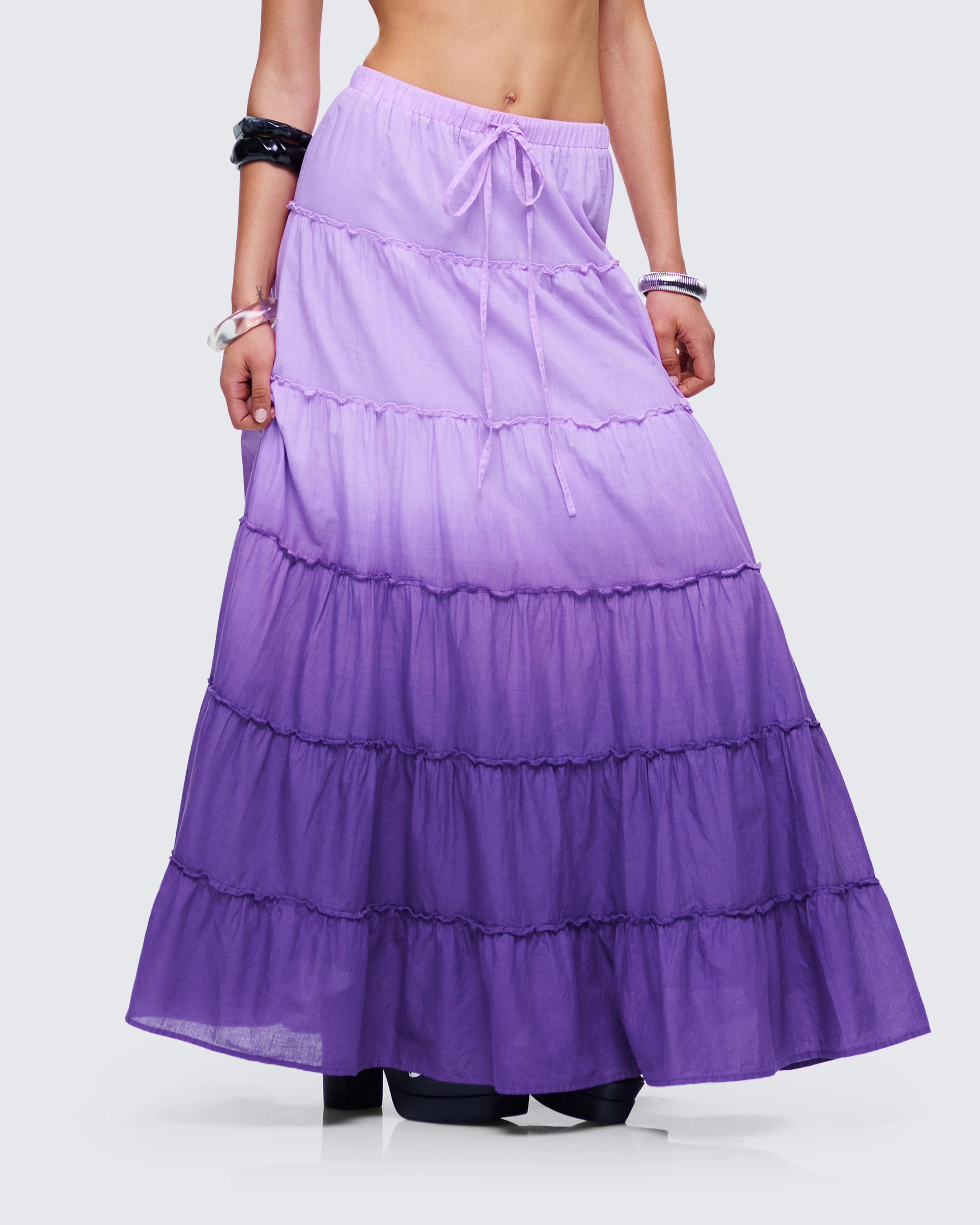 Zadie Purple Ombre Tiered Maxi Skirt - Image 5