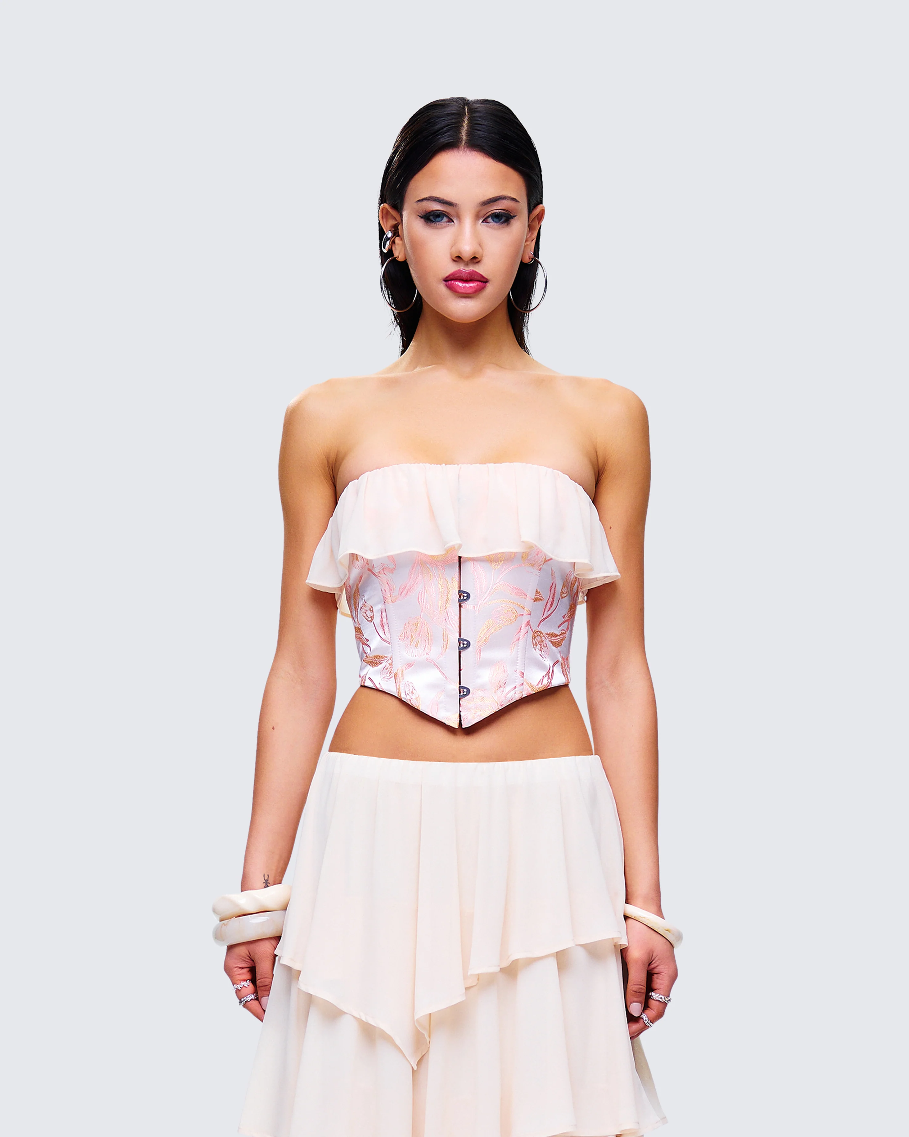 Zana Cream Ruffle Corset Top - Image 4