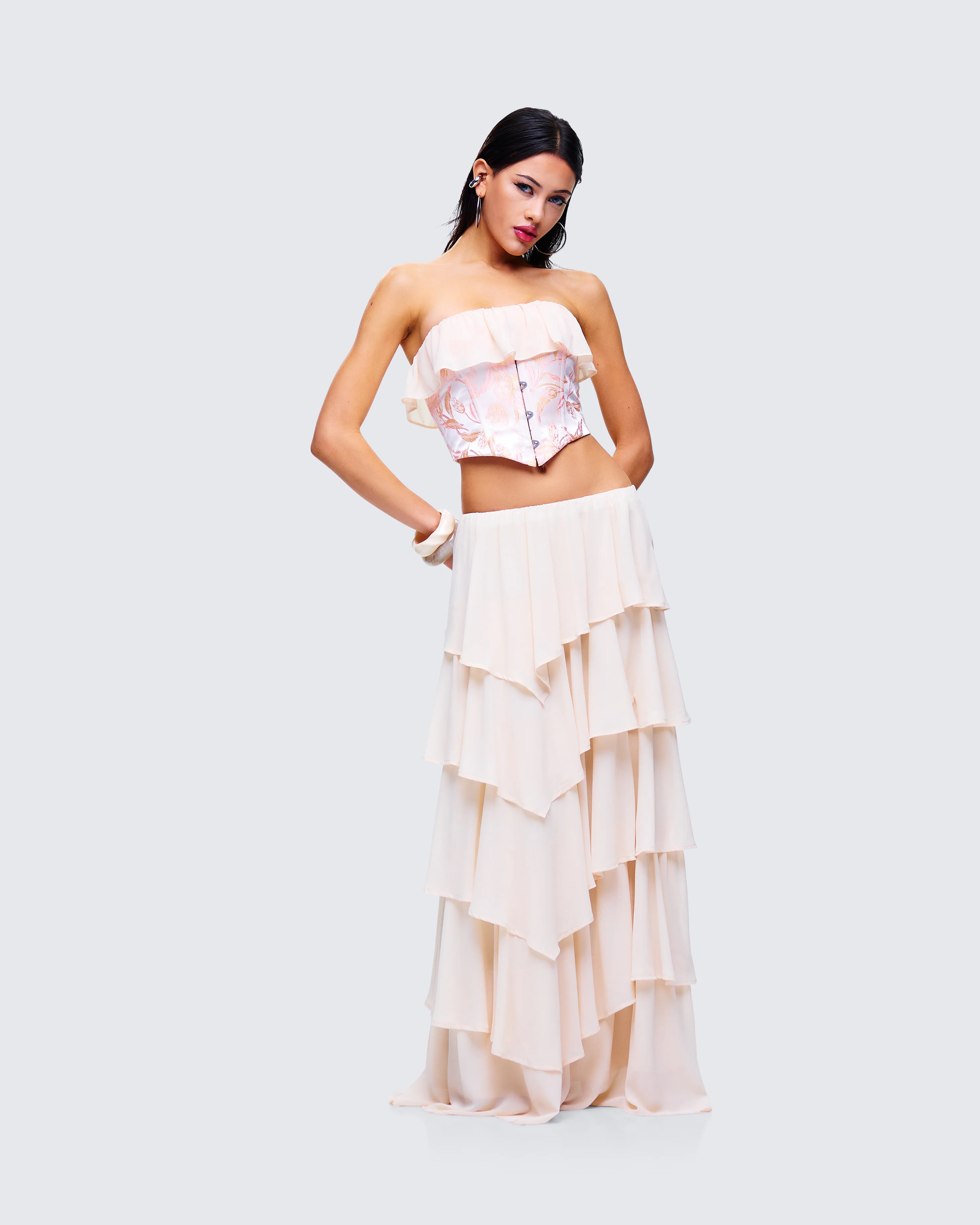 Zana Cream Ruffle Corset Top - Image 8