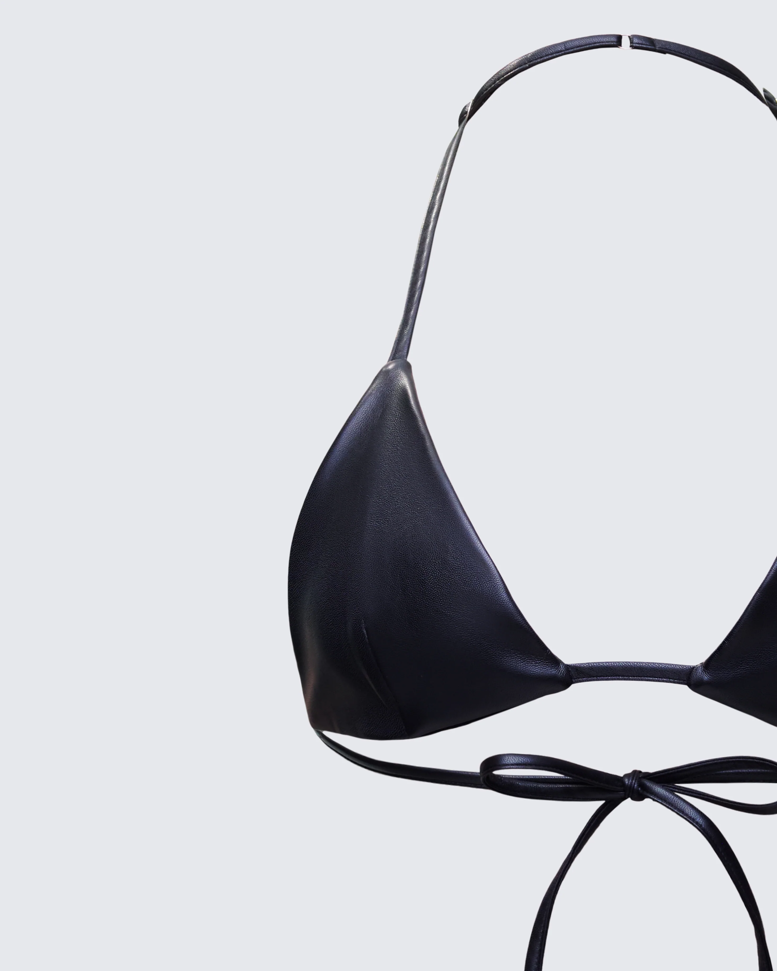 Zaria Black Vegan Leather Bikini Top - Image 6