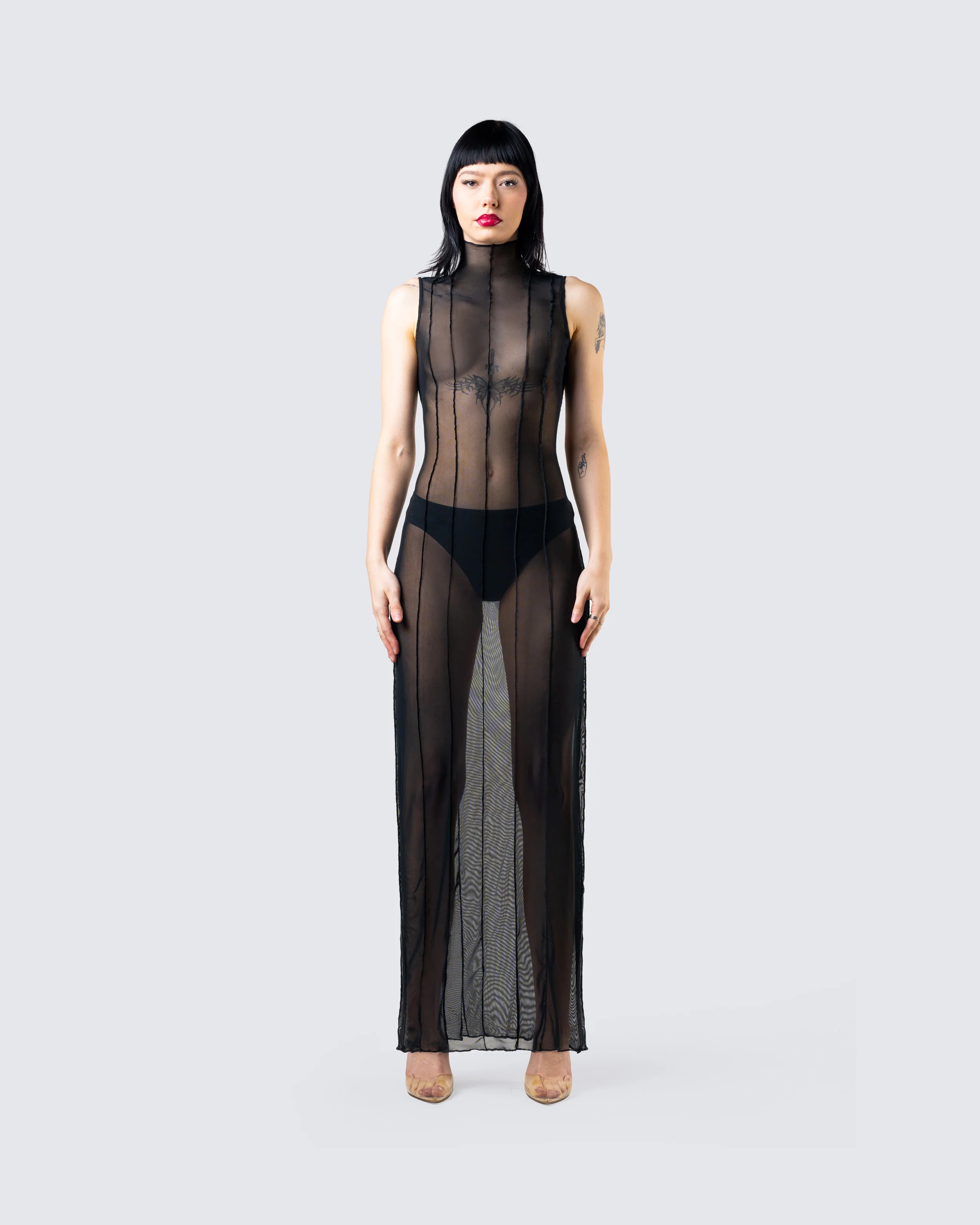Zeal Black Mesh Bodycon Maxi Dress - Image 4
