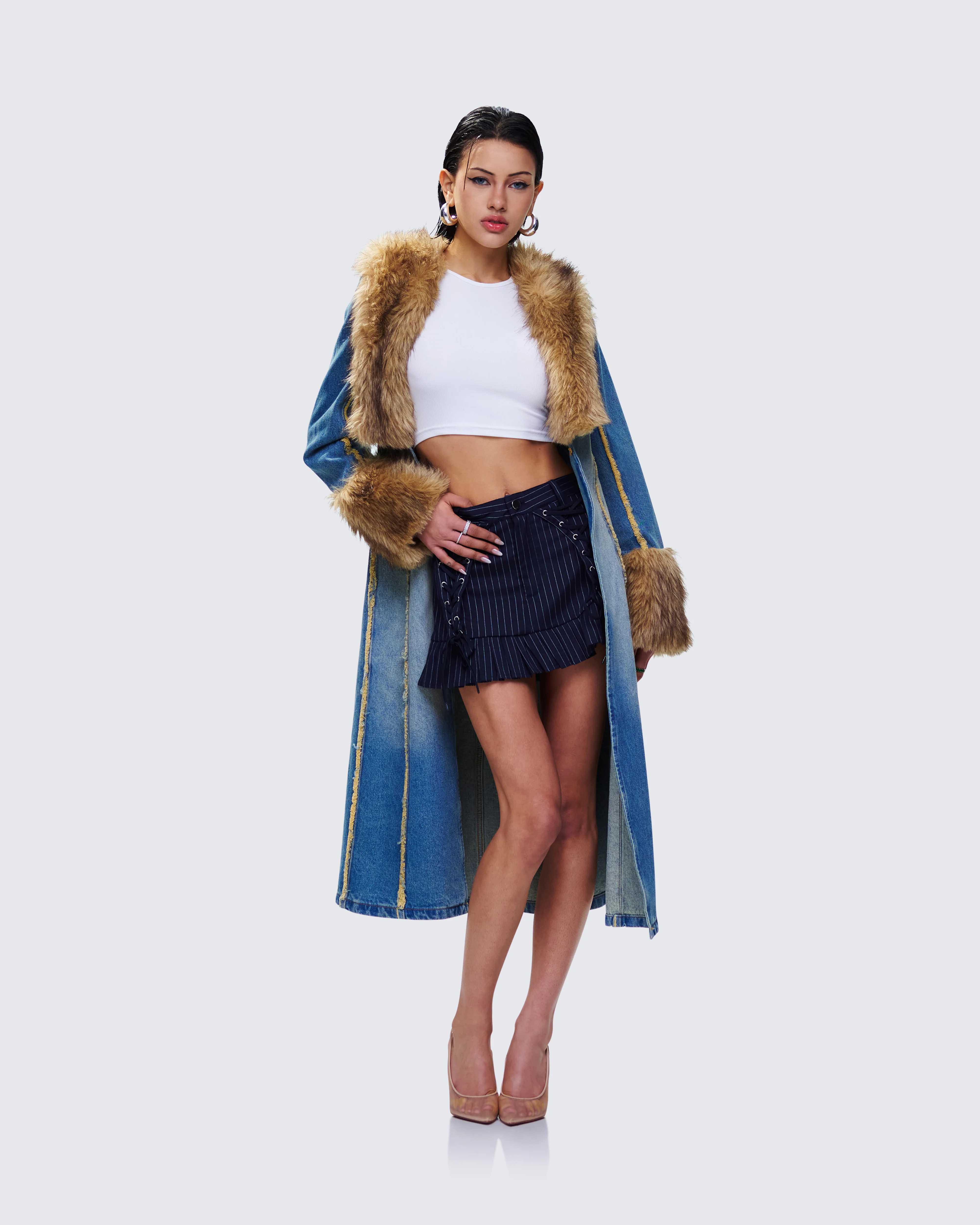 Zephyra Denim Maxi Coat - Image 4