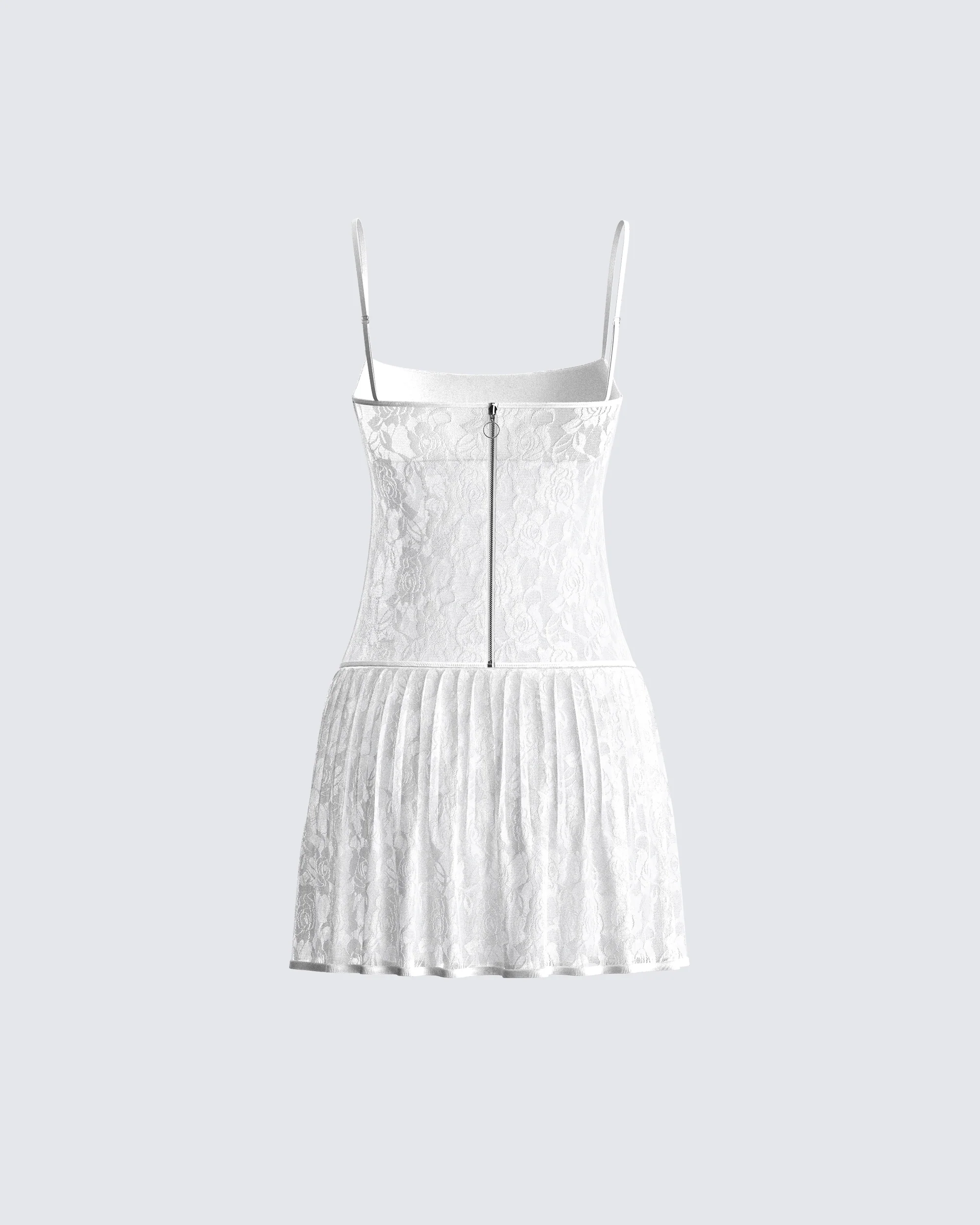 Zera White Lace Pleated Mini Dress - Image 3