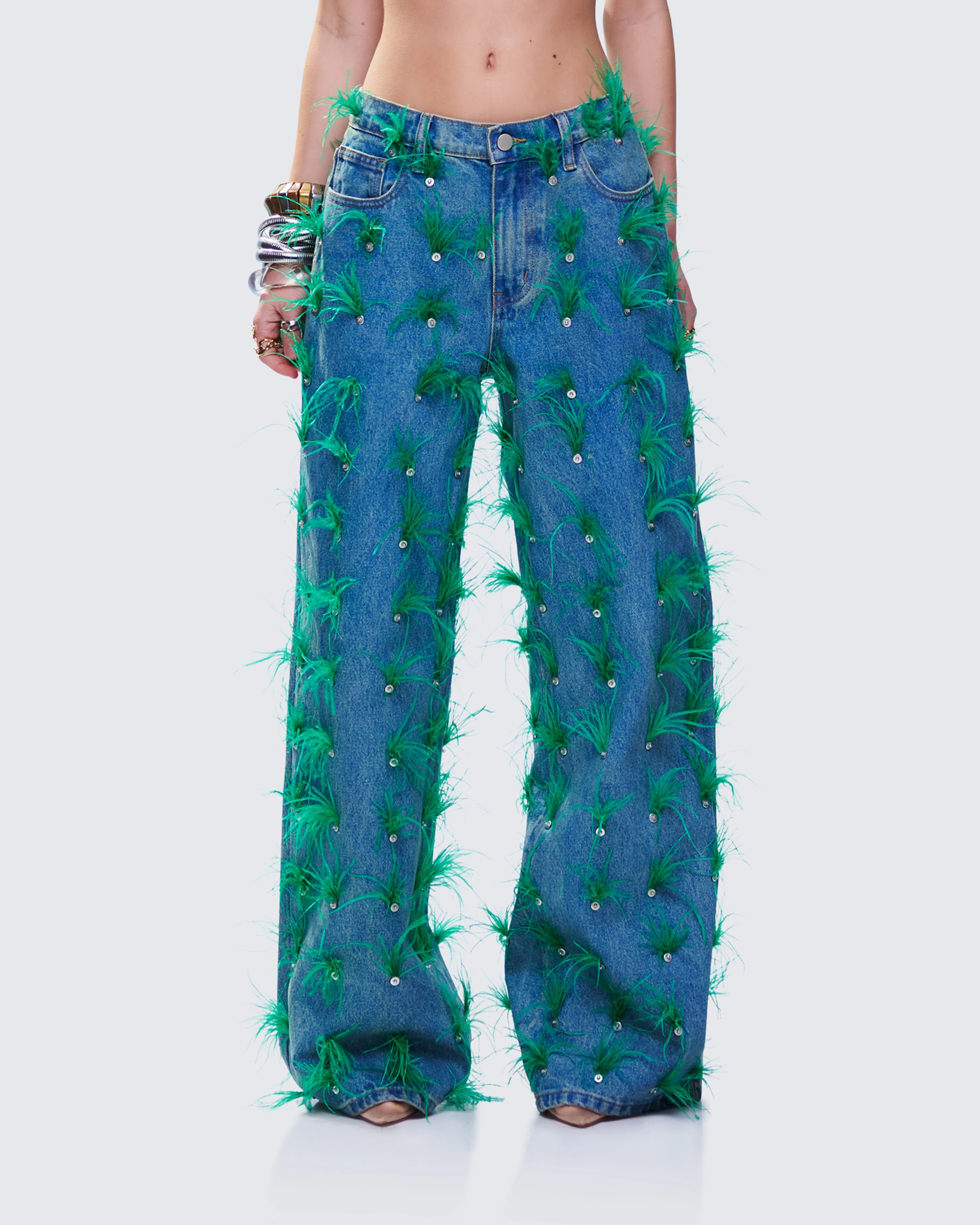 Zia Blue Denim Feather Straight Leg Pant - Image 2