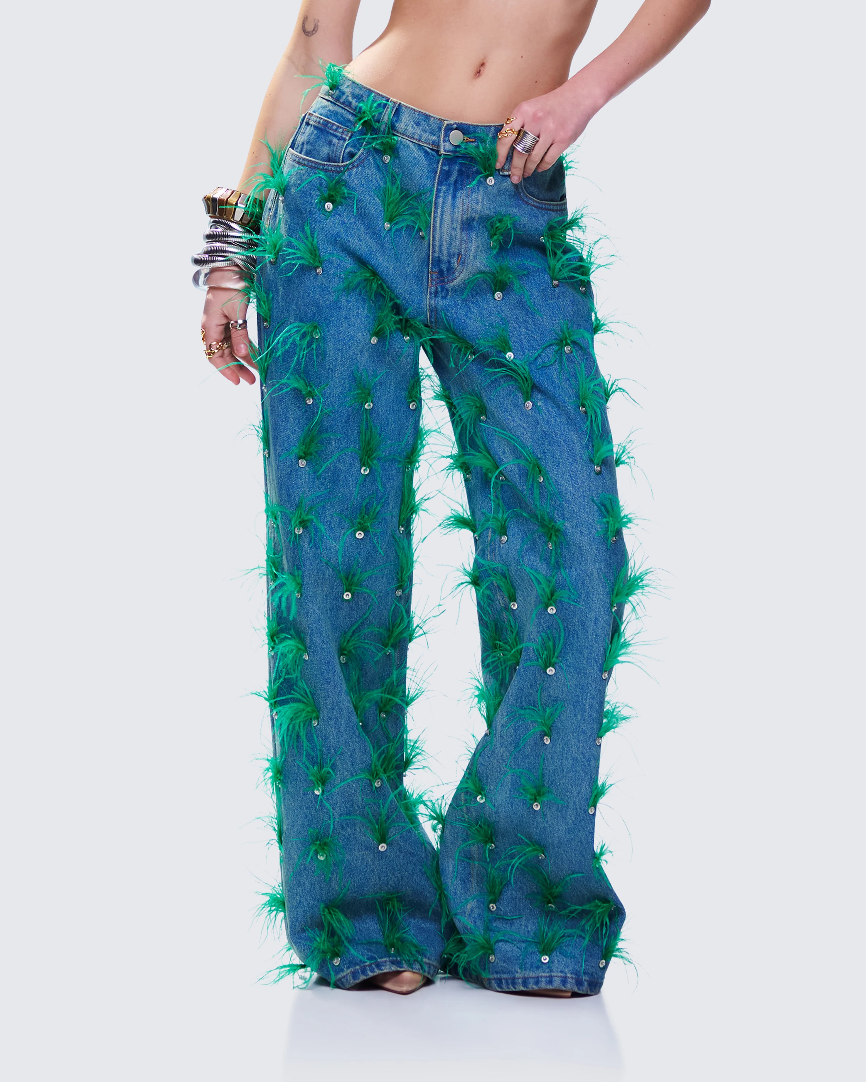 Zia Blue Denim Feather Straight Leg Pant - Image 3