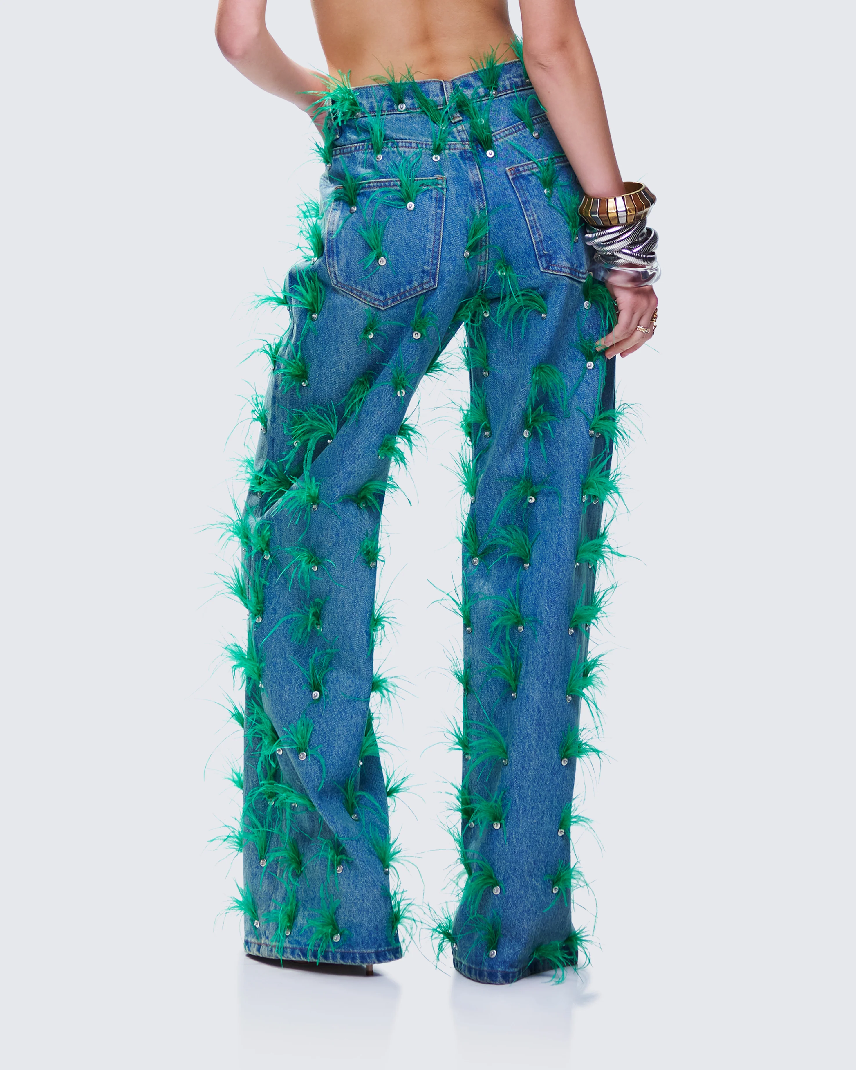 Zia Blue Denim Feather Straight Leg Pant - Image 4