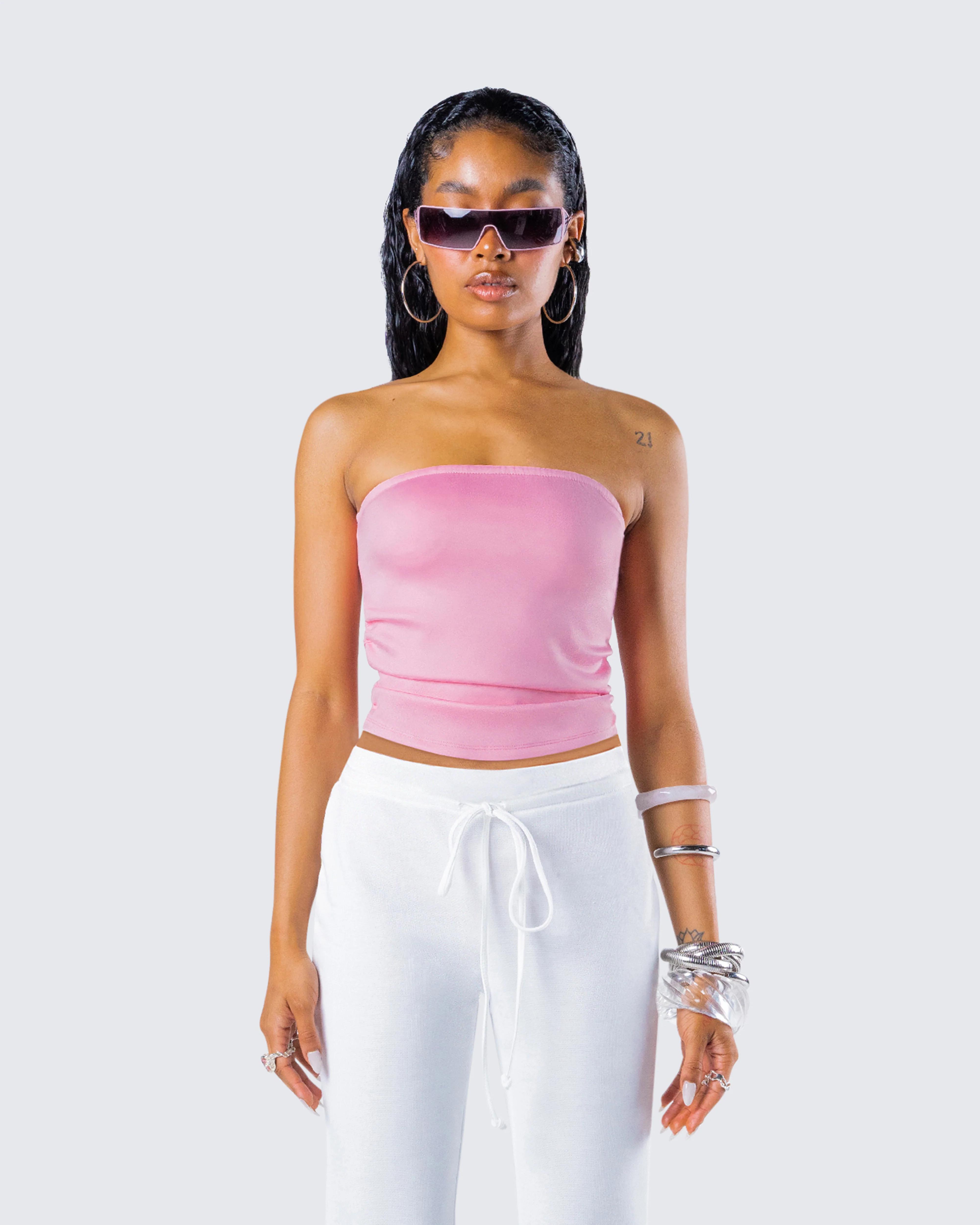 Zinnia Pink Jersey Tube Top - Image 4